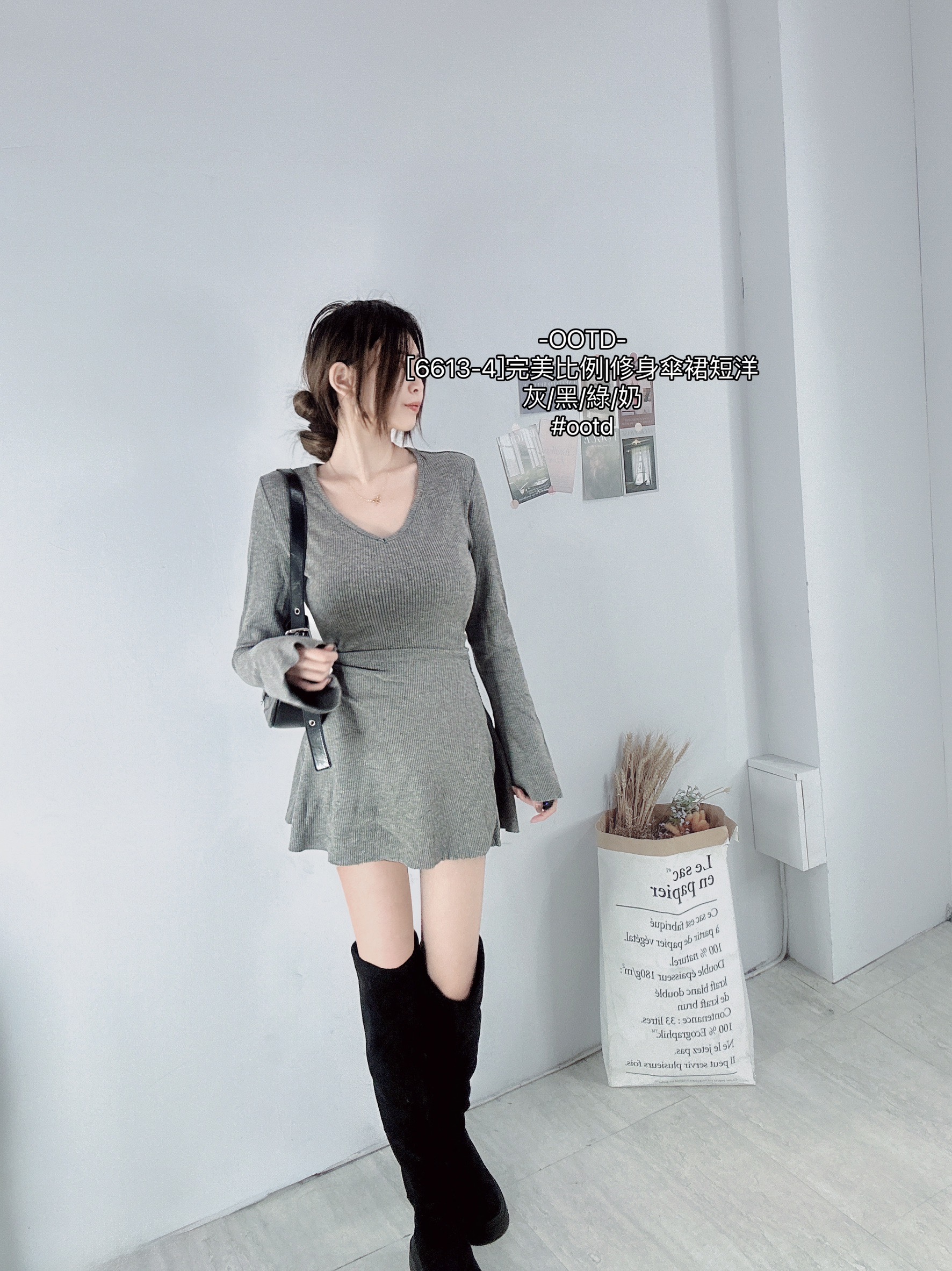 [6613-4]完美比例修身傘裙短洋 (6)