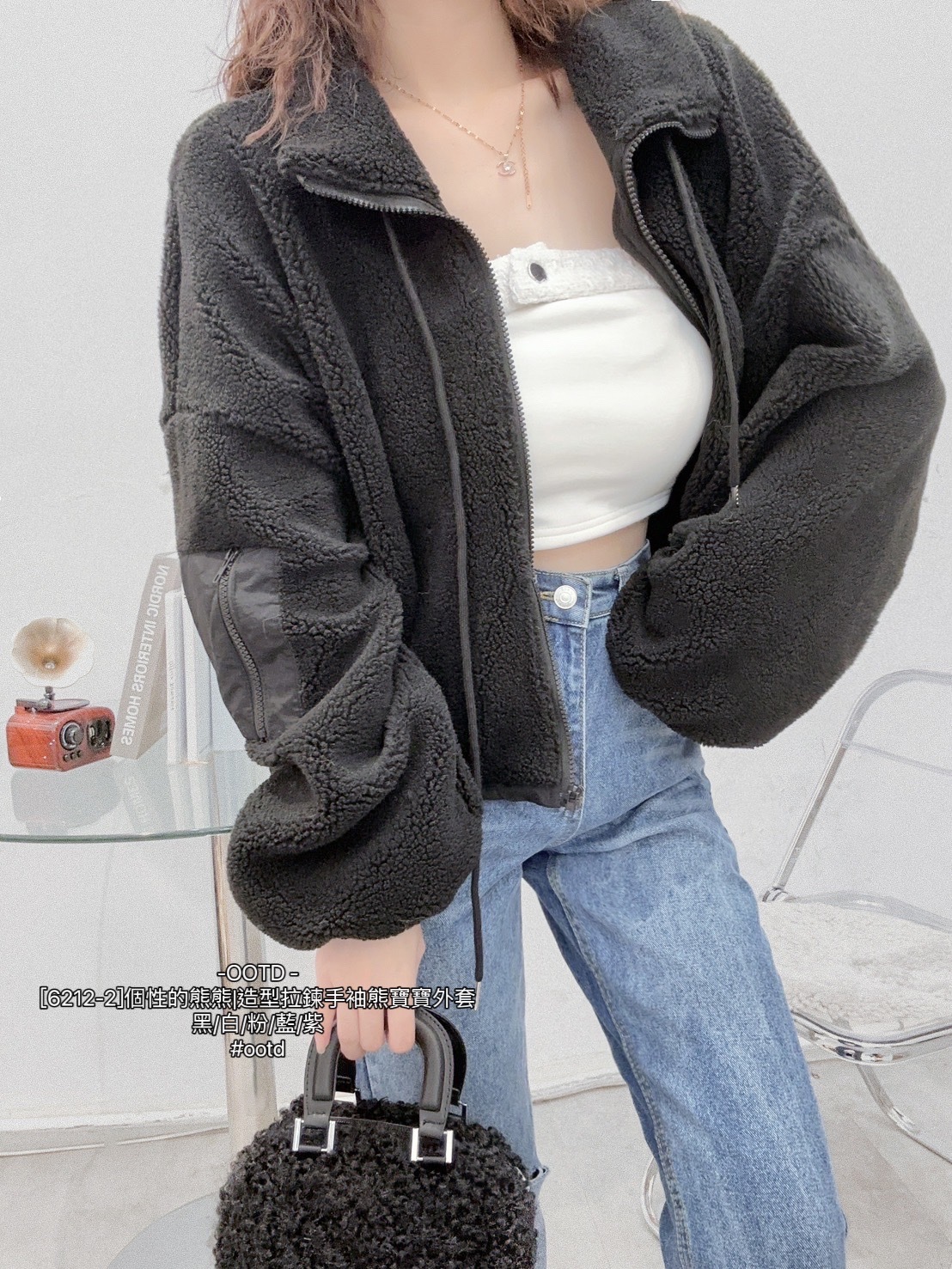 [6212-2]個性的熊熊造型拉鍊手袖熊寶寶外套 (9)