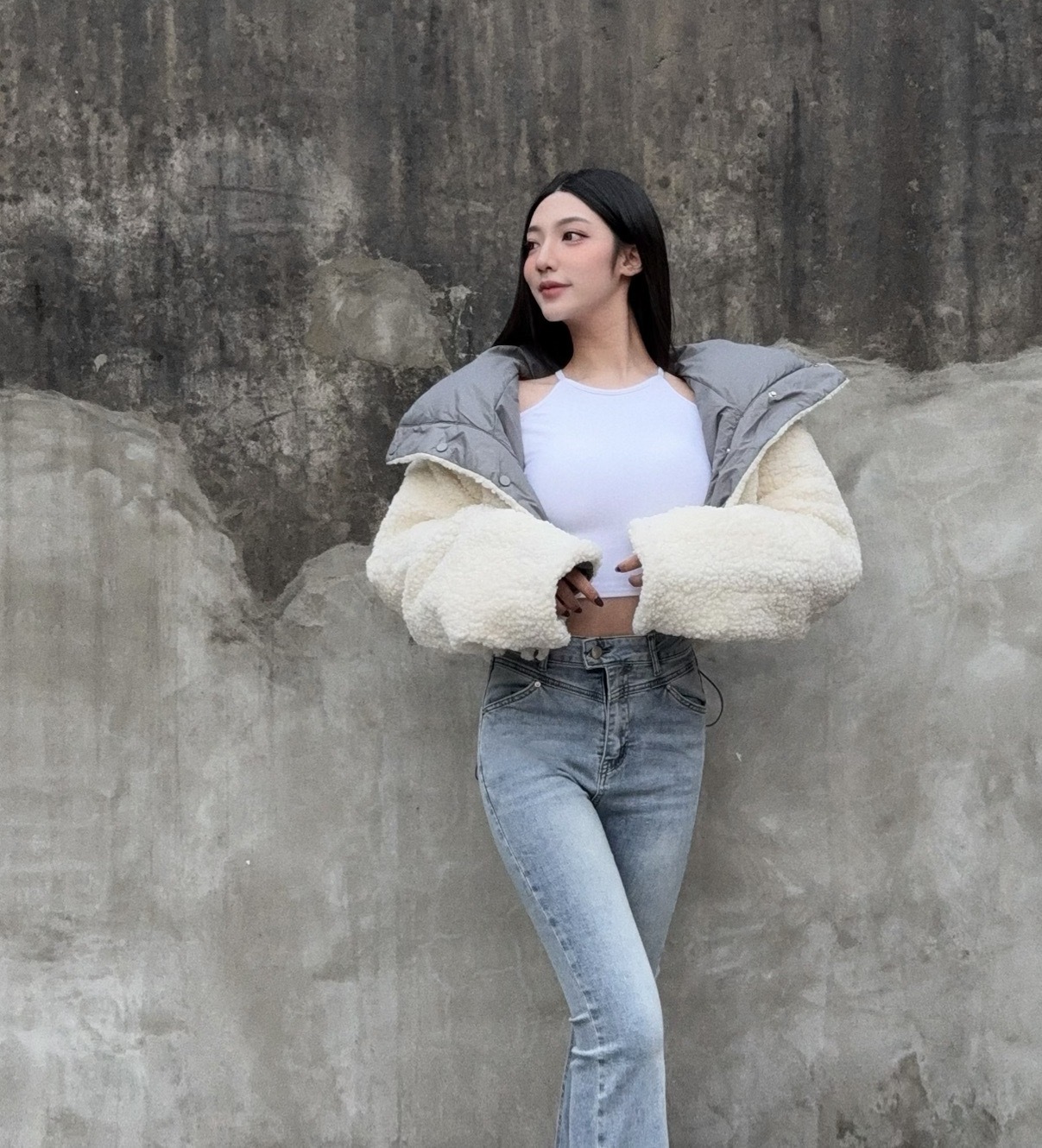 10248816『選品』2way兩穿式羊羔毛大翻領外套 (5)