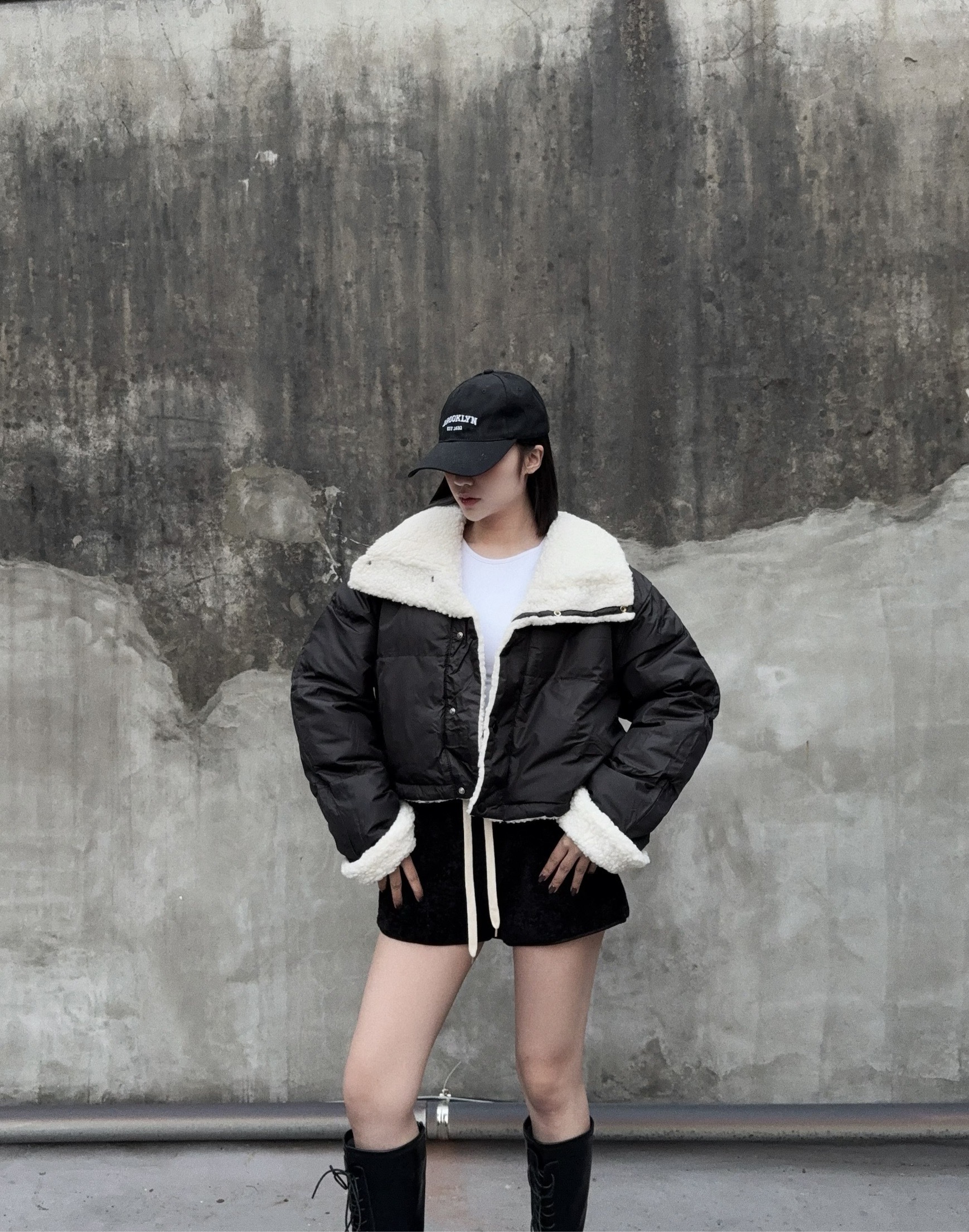 10248816『選品』2way兩穿式羊羔毛大翻領外套 (4)