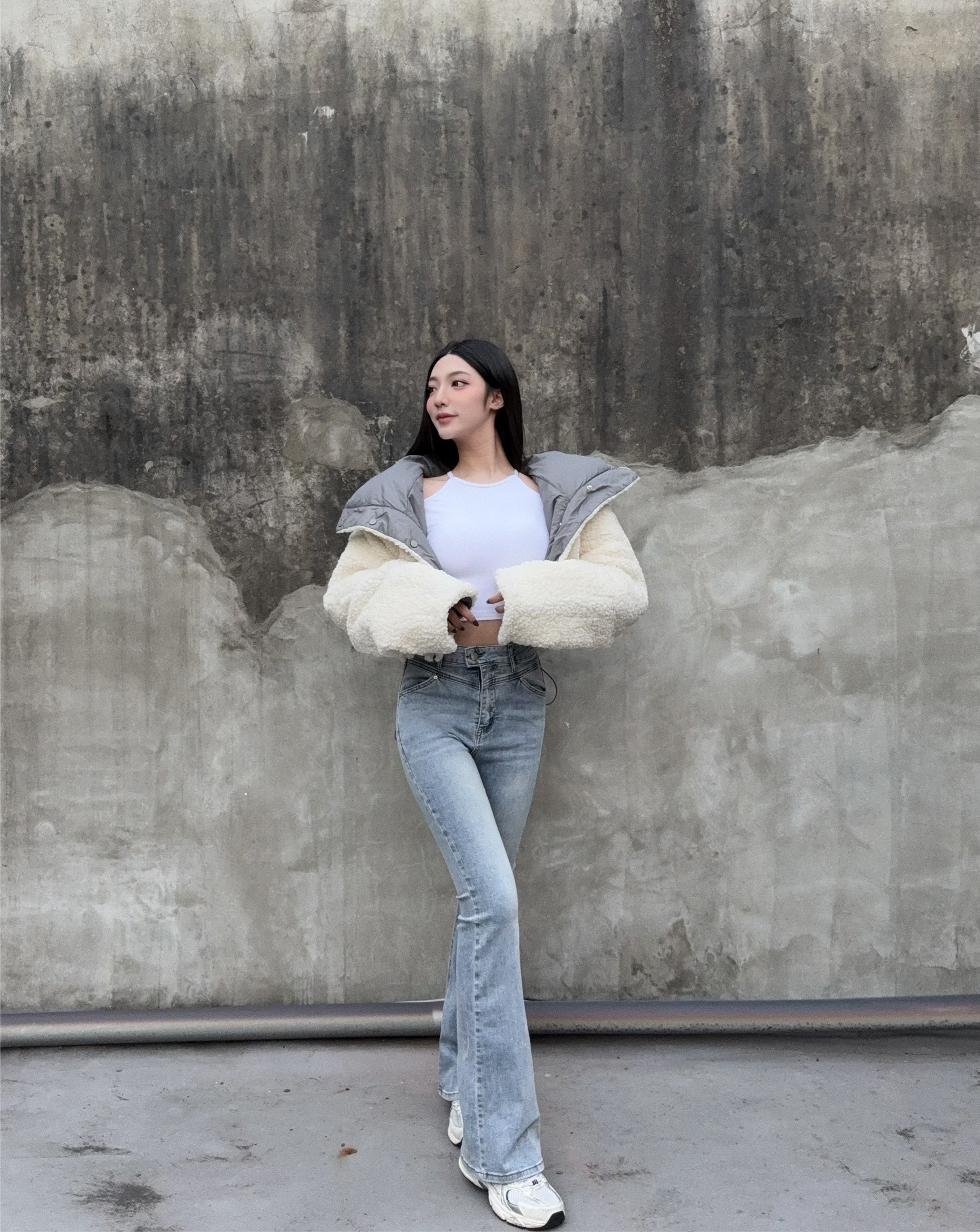 10242890『選品』衣櫥必備百搭刷色彈力牛仔喇叭褲 (3)