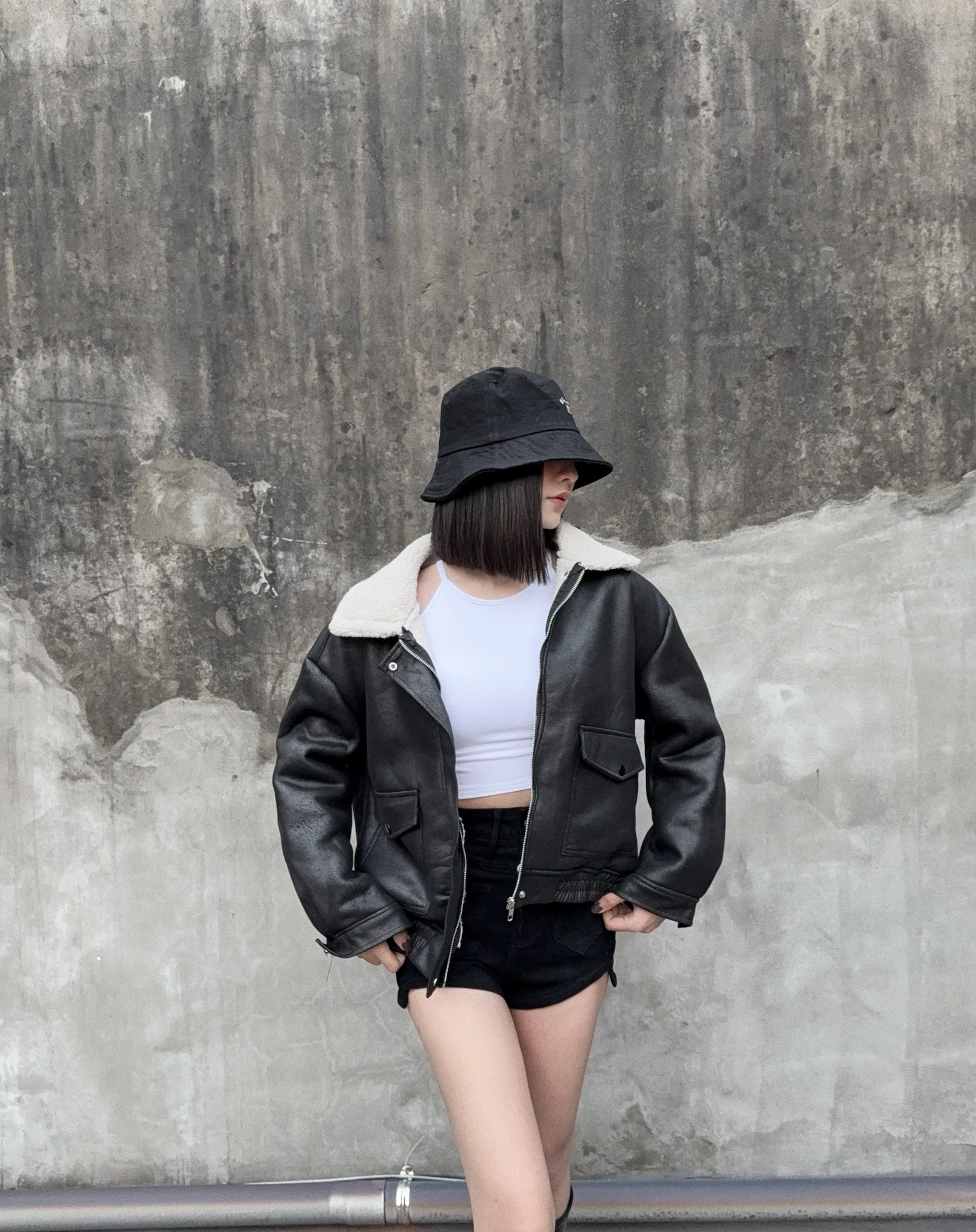 1024959『選品』復古水洗仿皮拼接羊羔外 (5)