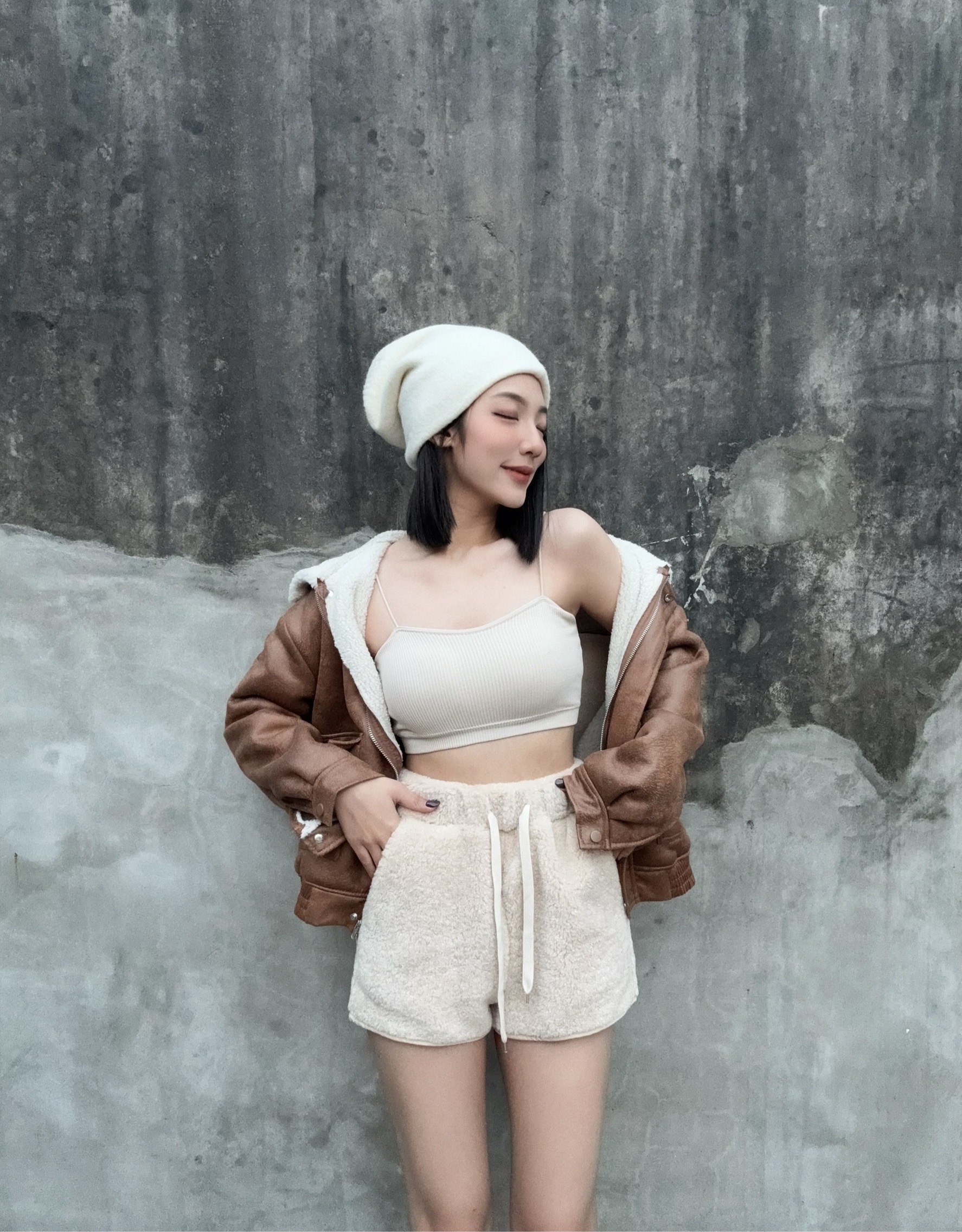 1024959『選品』復古水洗仿皮拼接羊羔外 (3)