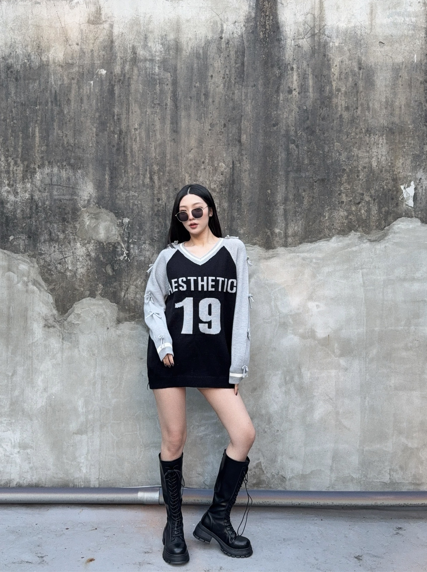 1024055『選品』酷甜風蝴蝶結球衣針織T (3)