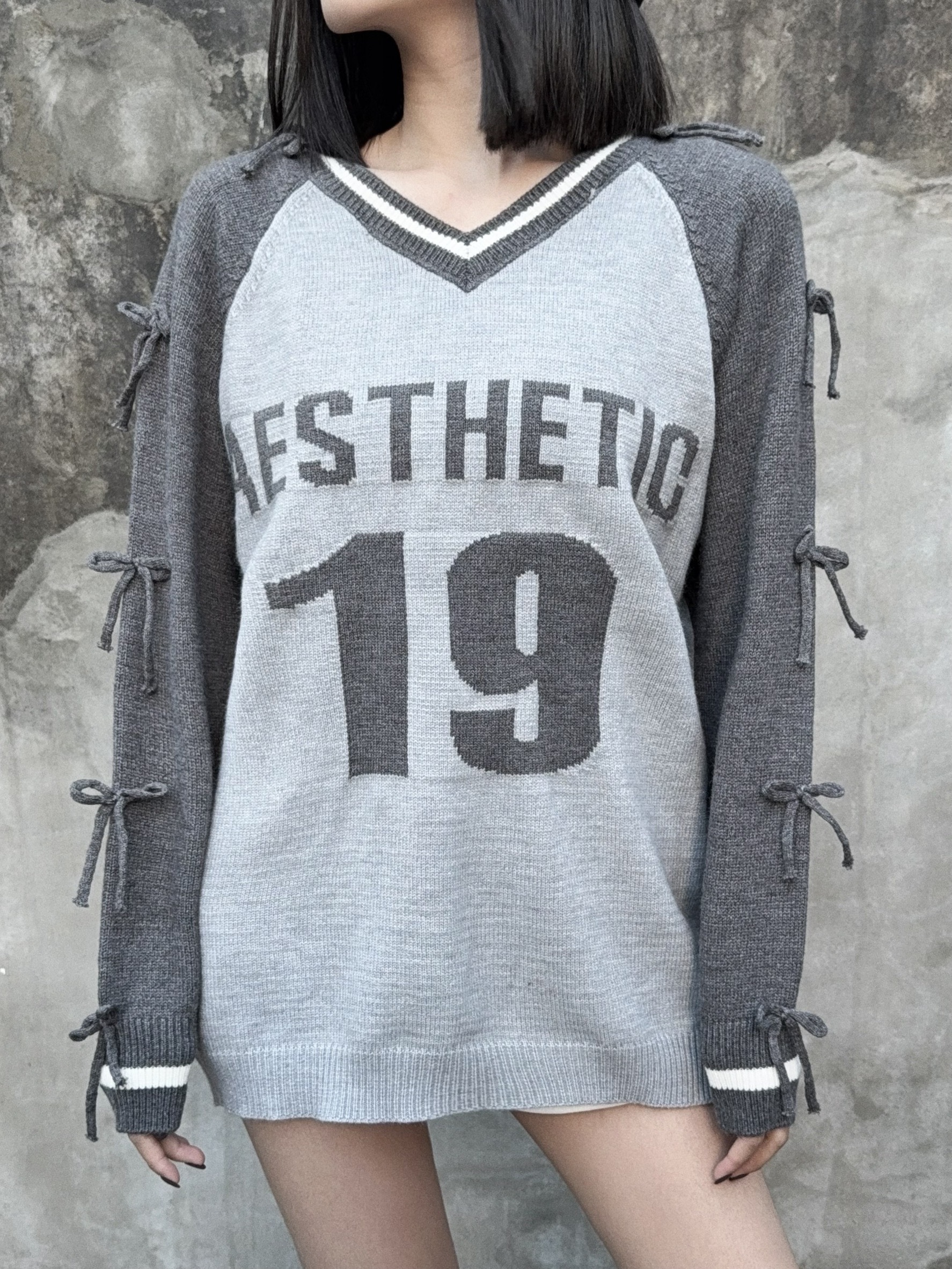 1024055『選品』酷甜風蝴蝶結球衣針織T (2)