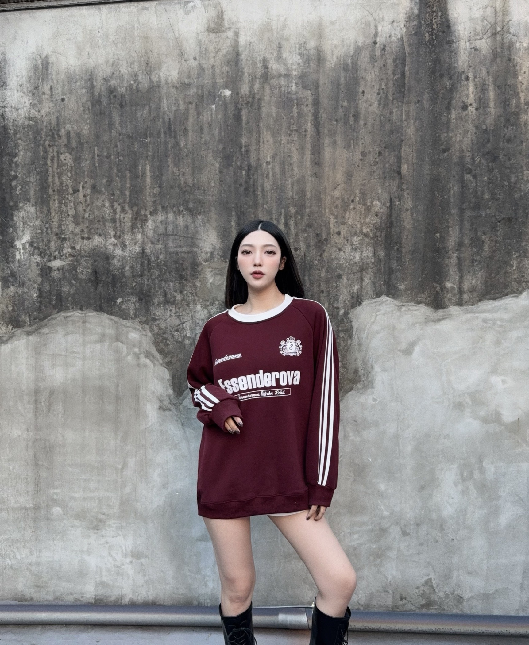 1024501『選品』美式運動休閒三線撞色刷毛T (4)