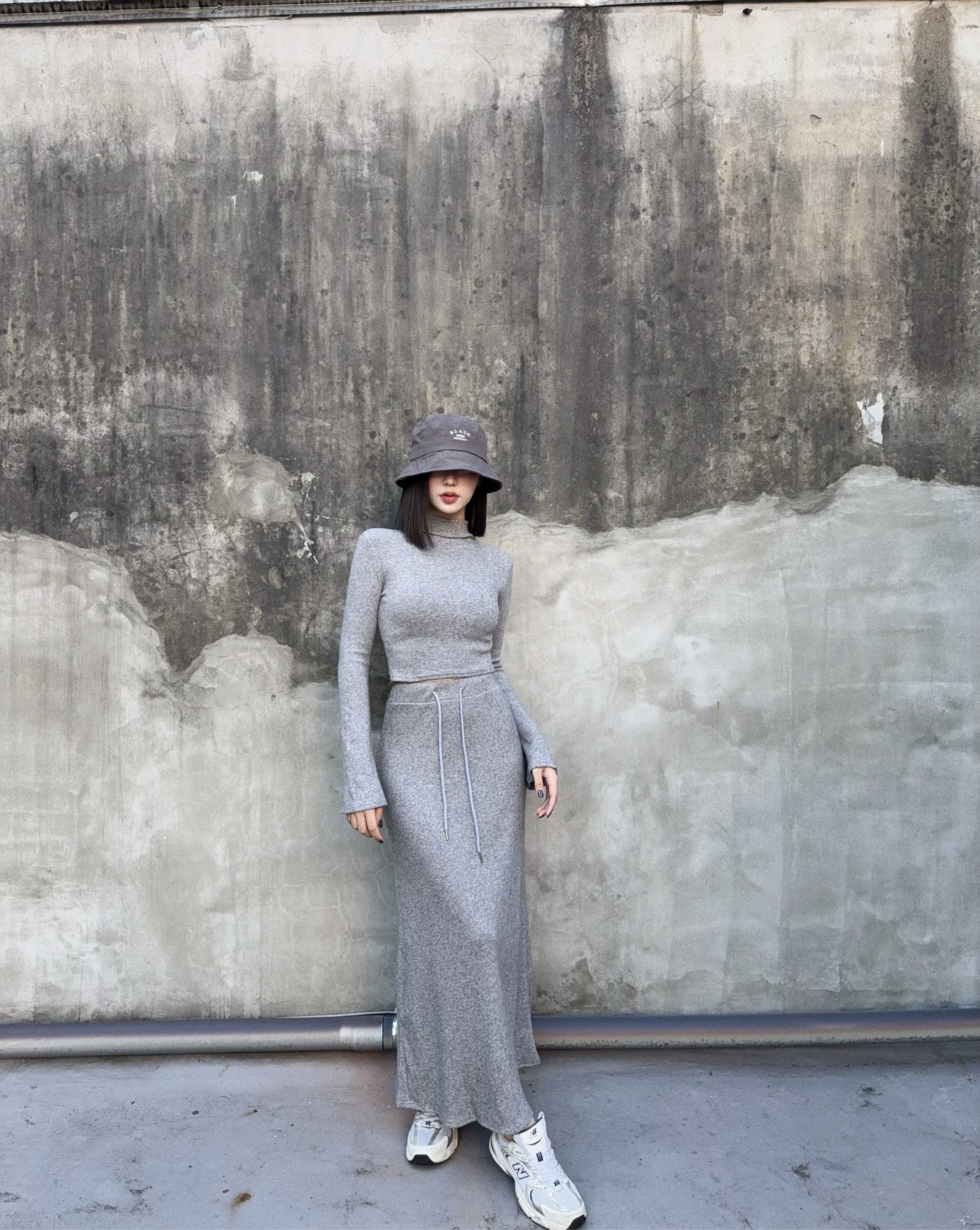 10241150選品』溫柔小姐姐半高領羊絨長裙SET (2)