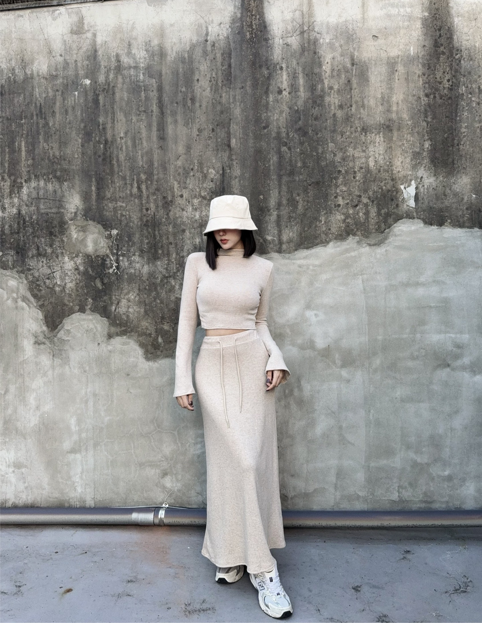 10241150選品』溫柔小姐姐半高領羊絨長裙SET (3)