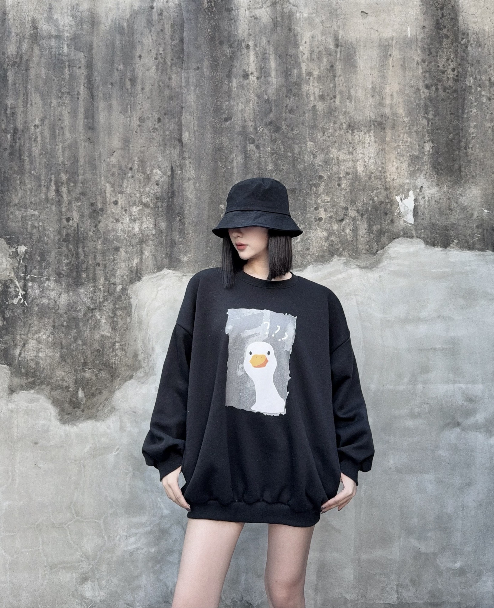 10240061『訂製款』問號呆頭鵝刷絨大學T (4)