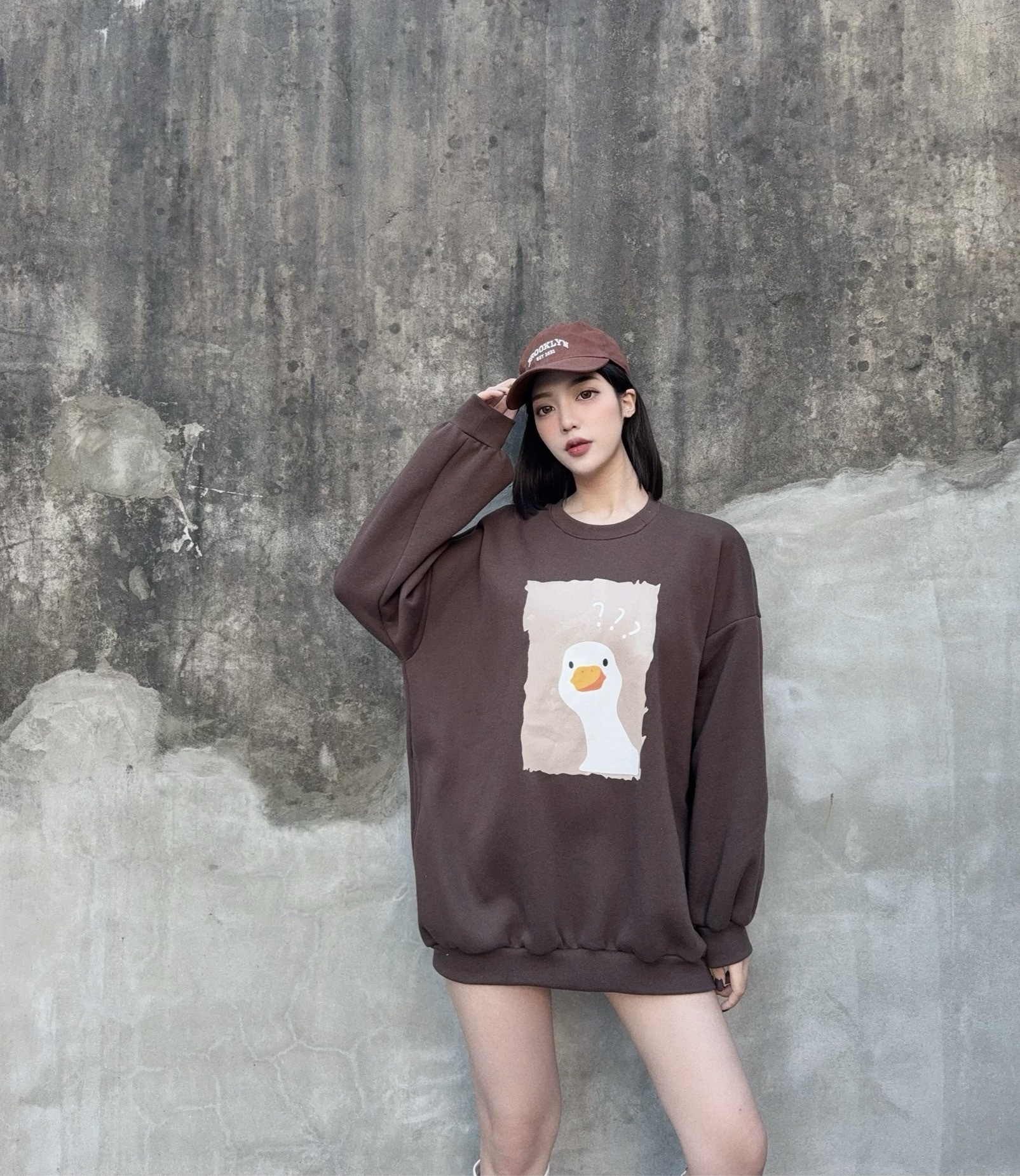 10240061『訂製款』問號呆頭鵝刷絨大學T (3)