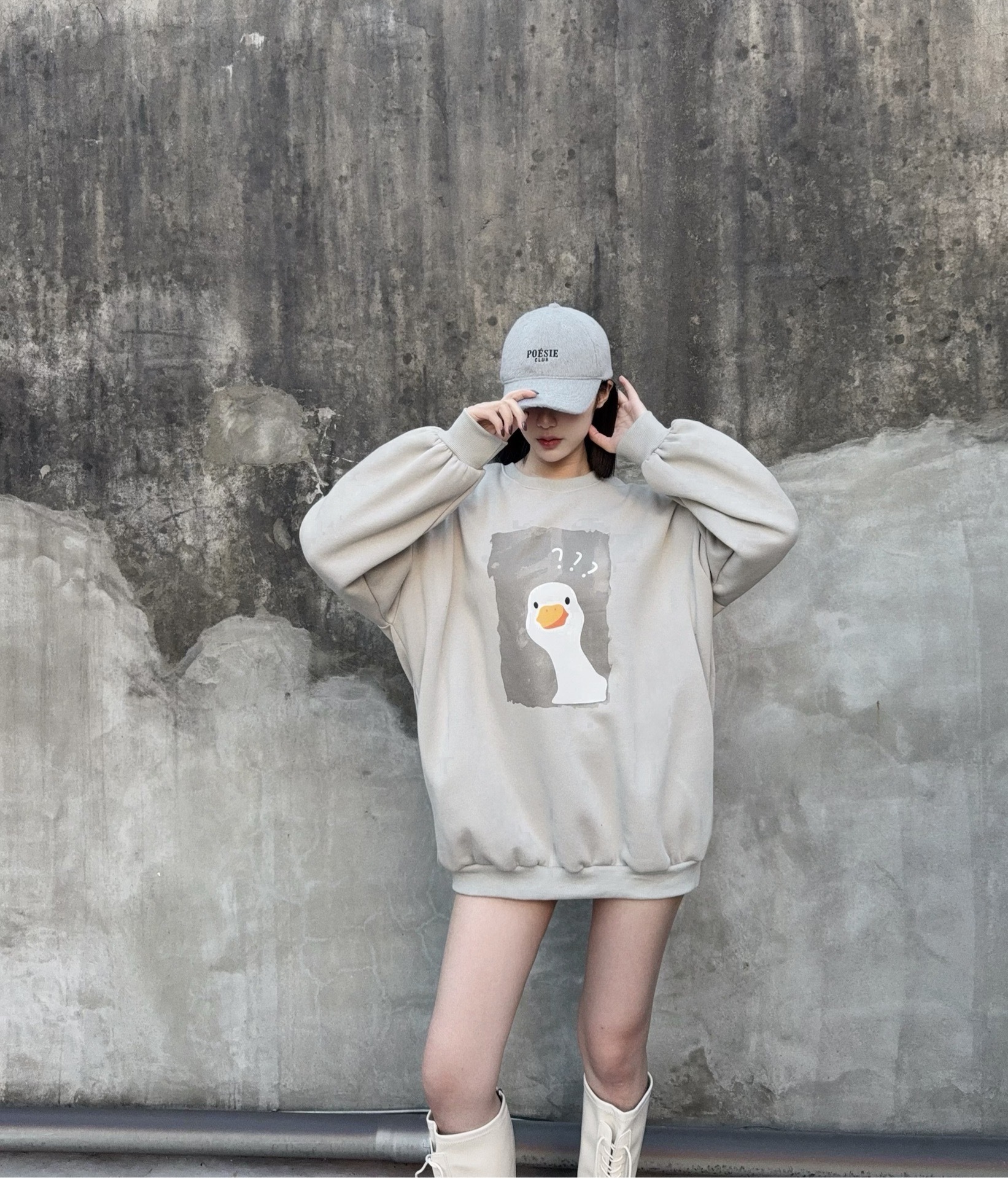 10240061『訂製款』問號呆頭鵝刷絨大學T (2)