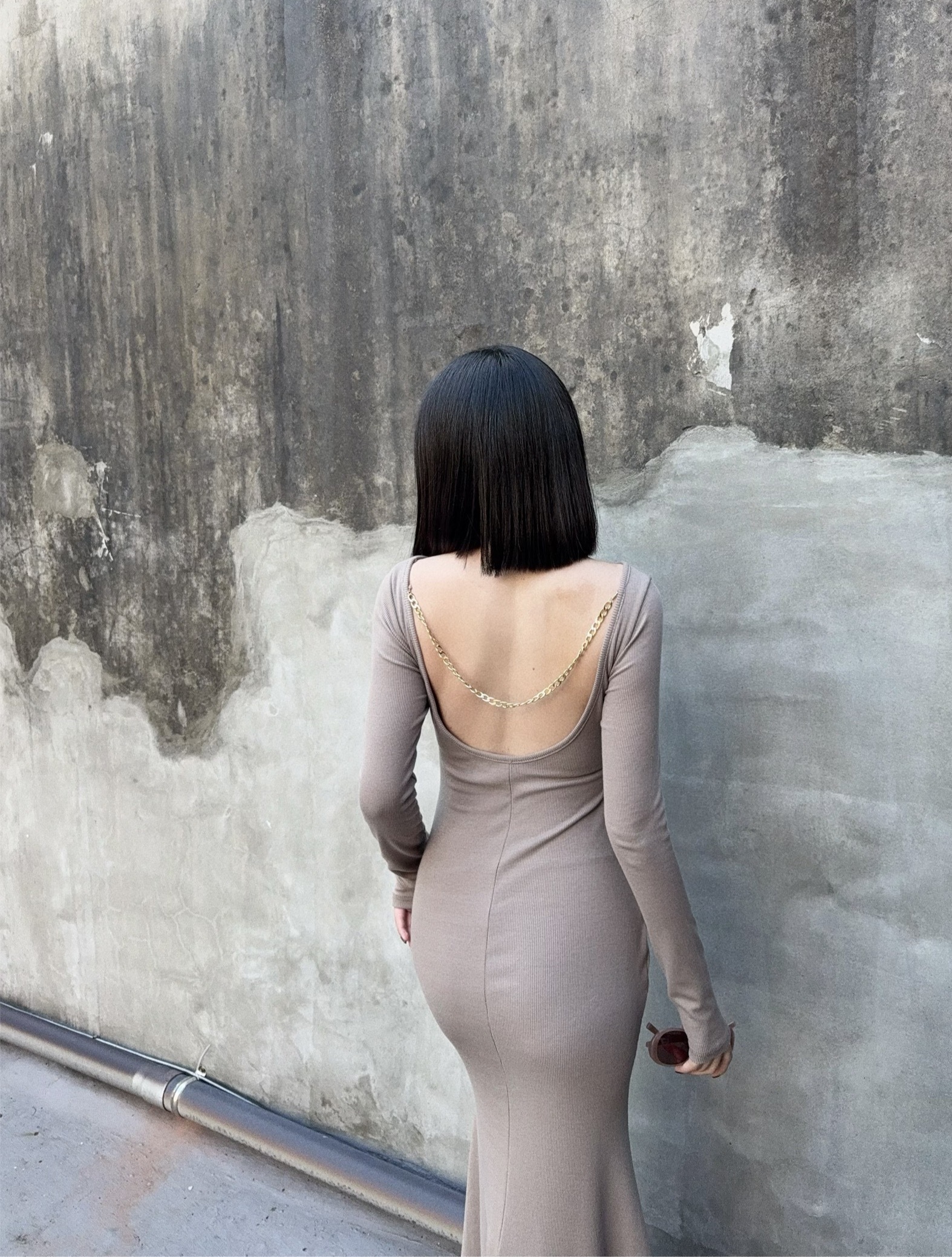 12041021『訂製款』歐美走線鏈條美背包臀魚尾長洋 (8)