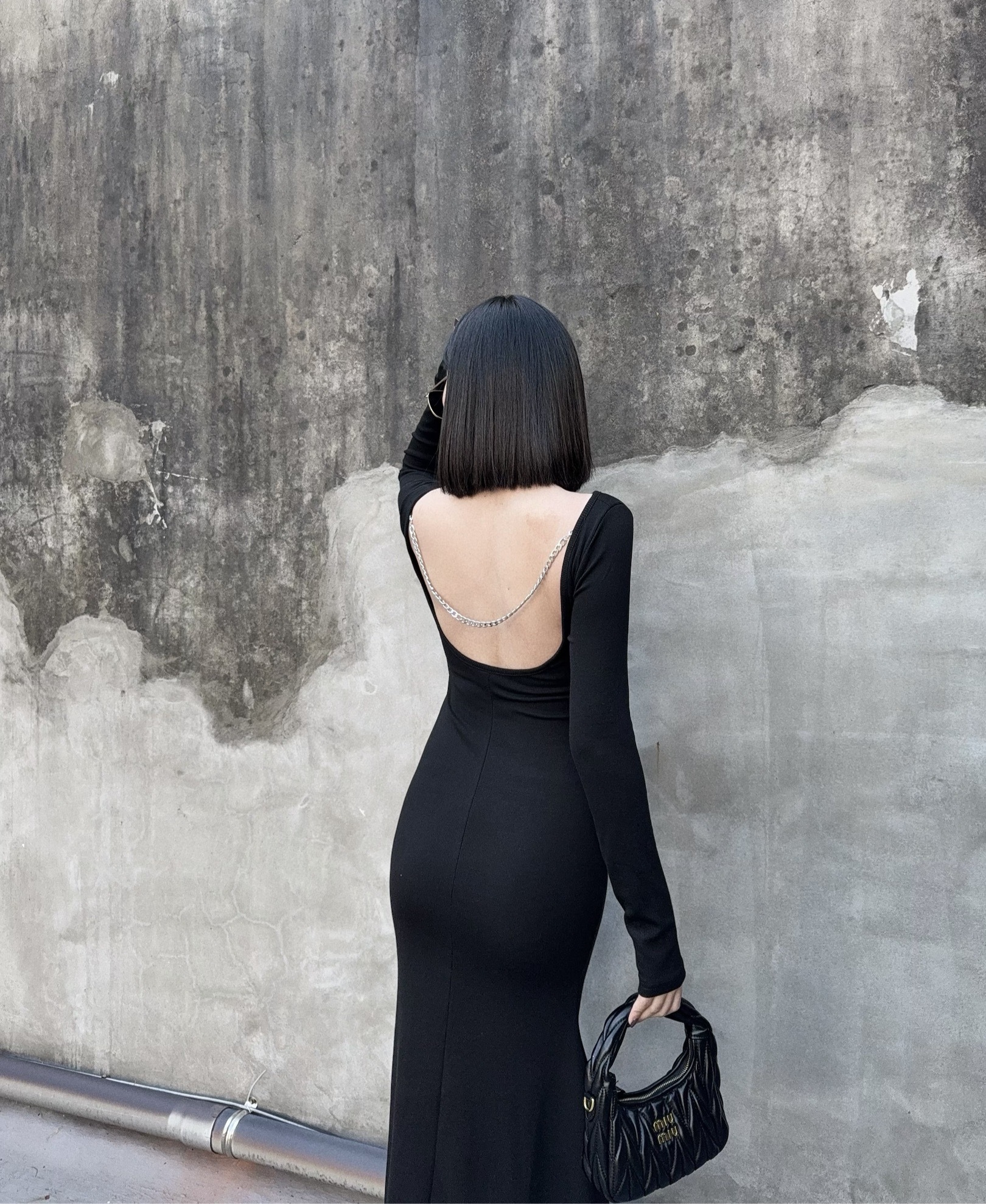 12041021『訂製款』歐美走線鏈條美背包臀魚尾長洋 (6)