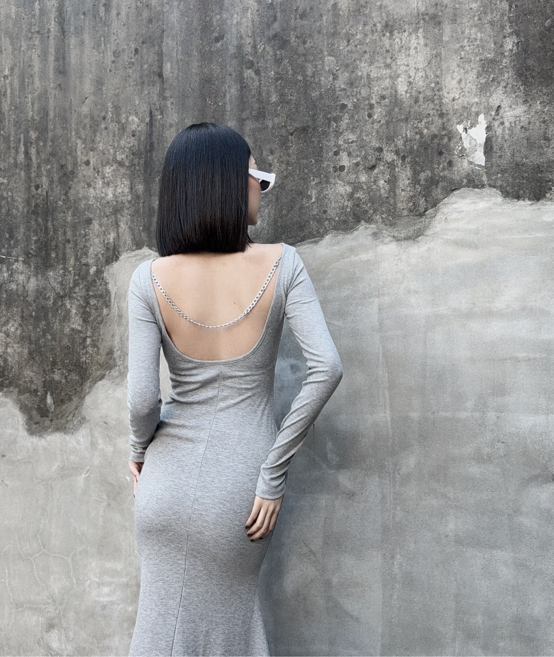 12041021『訂製款』歐美走線鏈條美背包臀魚尾長洋 (4)