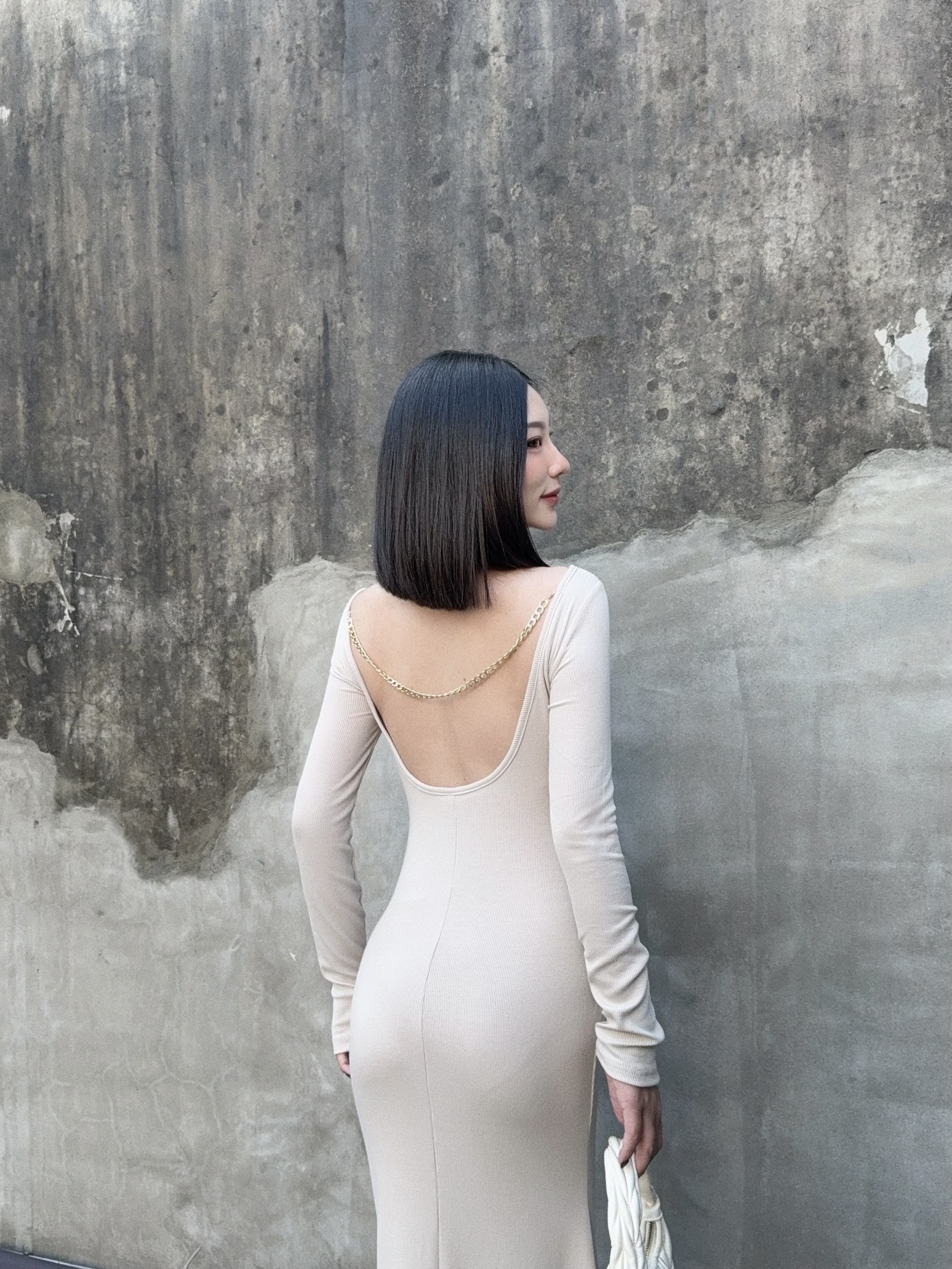 12041021『訂製款』歐美走線鏈條美背包臀魚尾長洋 (2)