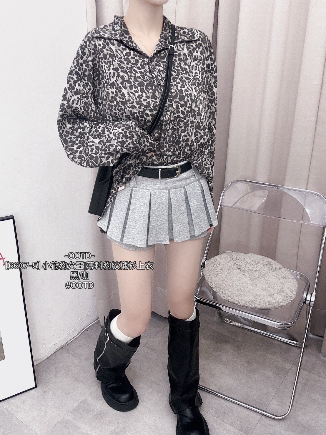 [6607-5] 小花豹女王薄料豹紋襯衫上衣 (3)