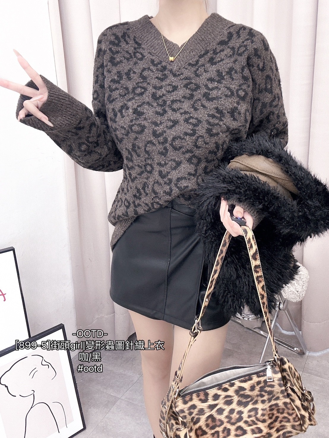 [899-5]街頭girl變形蟲圖針織上衣 (4)