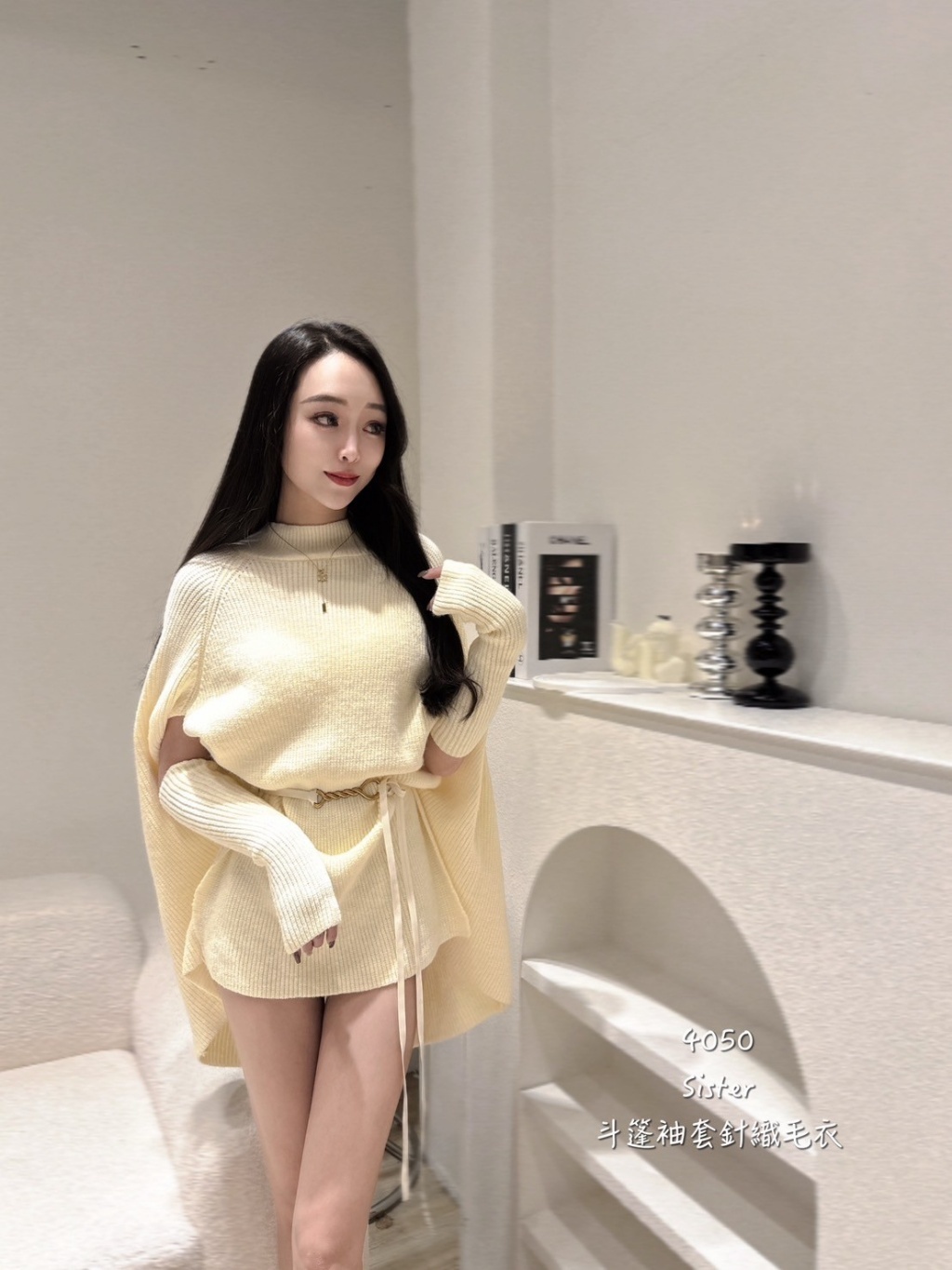 4050斗篷袖套針織毛衣 (4)