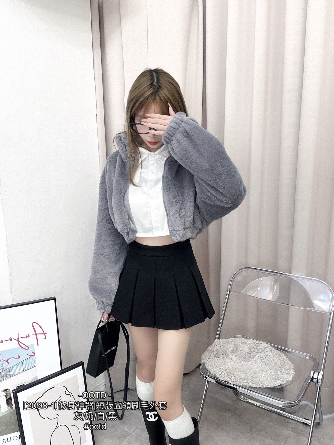 [2098-1]修身神器短版立領刷毛外套 (6)