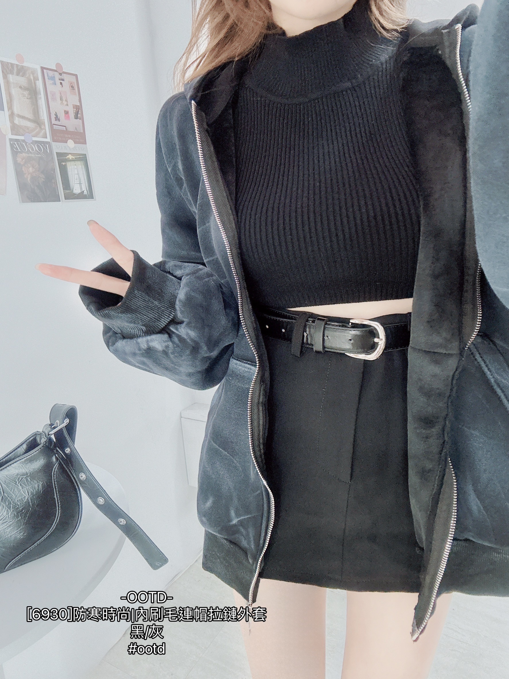 [6930]防寒時尚內刷毛連帽拉鏈外套 (6)