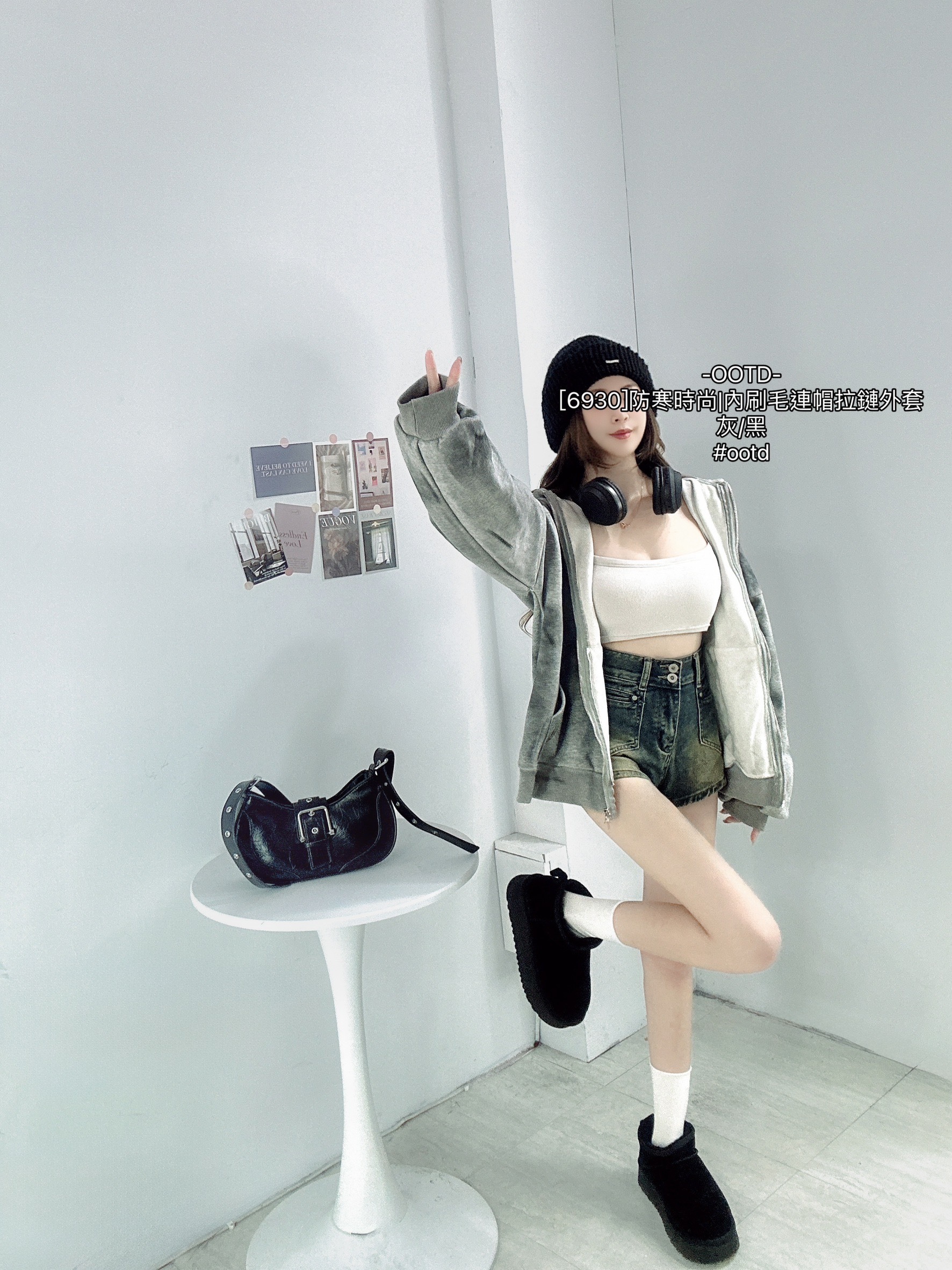 [6930]防寒時尚內刷毛連帽拉鏈外套 (3)