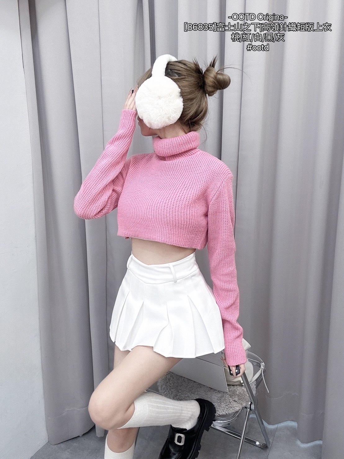 [86835]富士山之下高領針織短版上衣 (3)