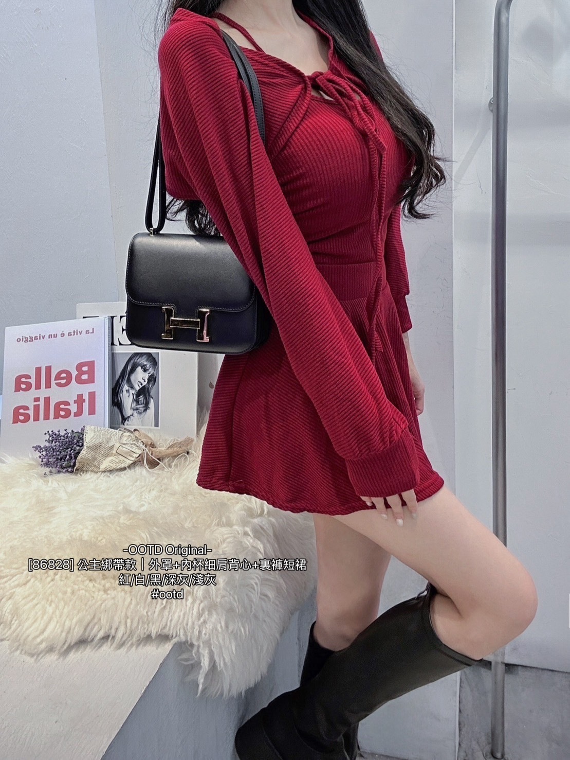 [86828] 公主綁帶款｜外罩+內杯細肩背心+裏褲短裙 (9)