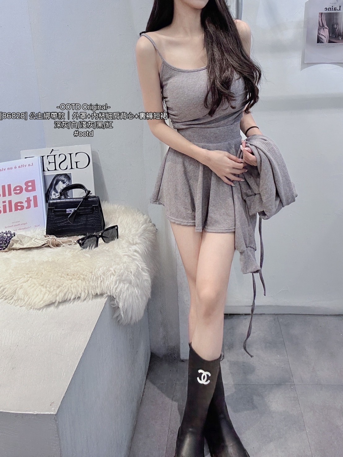 [86828] 公主綁帶款｜外罩+內杯細肩背心+裏褲短裙 (6)