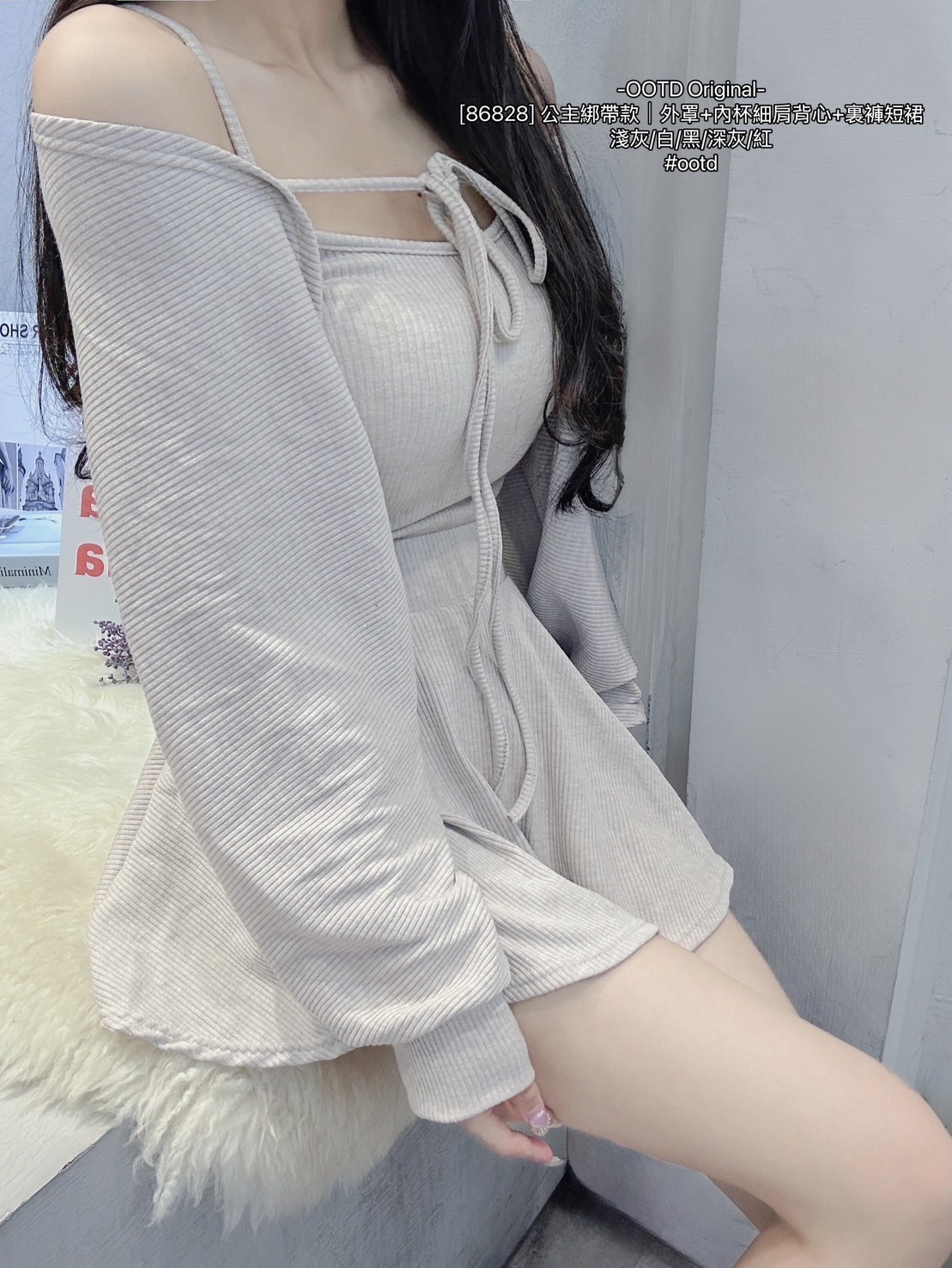 [86828] 公主綁帶款｜外罩+內杯細肩背心+裏褲短裙 (3)