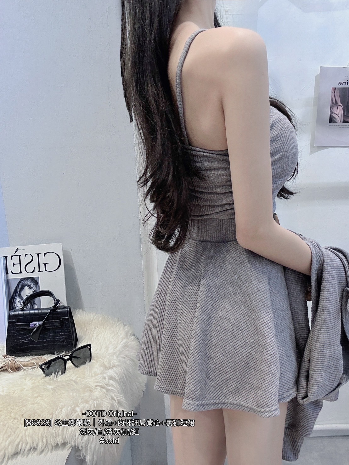[86828] 公主綁帶款｜外罩+內杯細肩背心+裏褲短裙 (5)