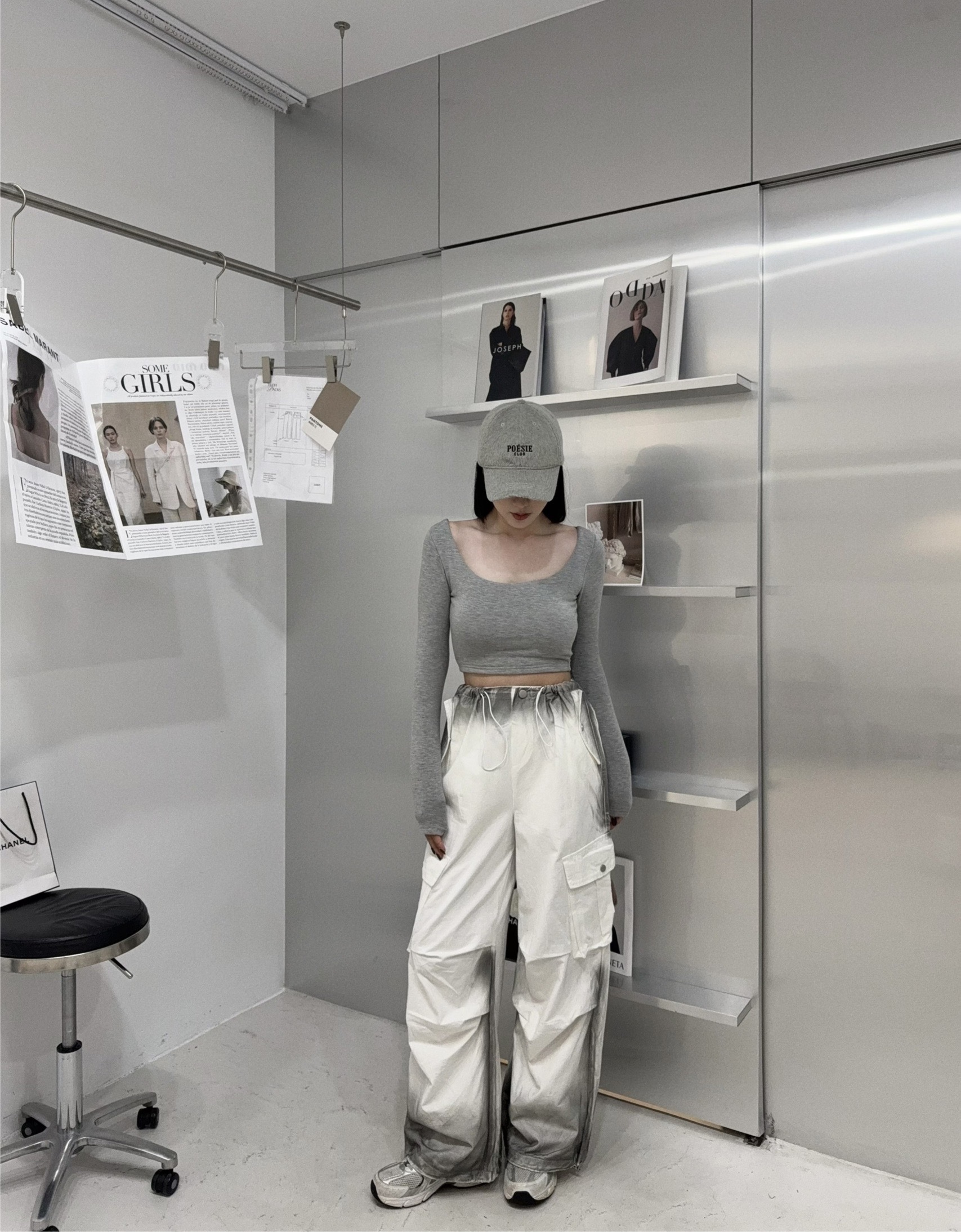 1211908『選品』韓版磨毛厚料刷髒工裝褲 (3)