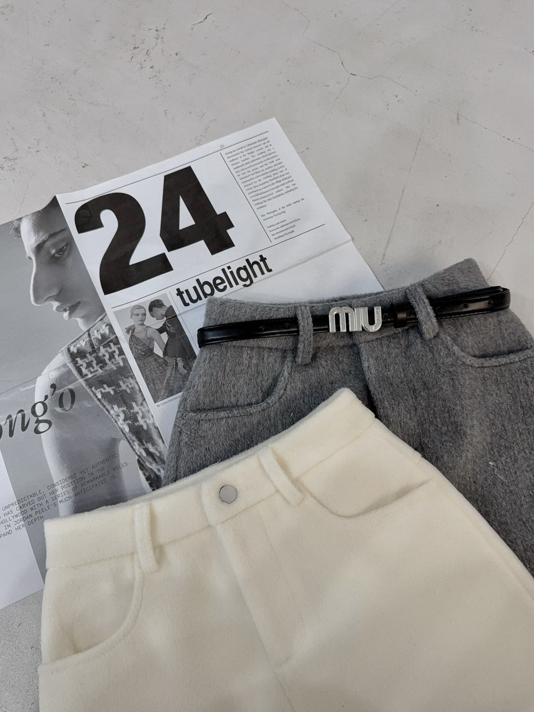 12118982『選品』羊毛絨🐑Miu系列短裙+皮帶 (6)