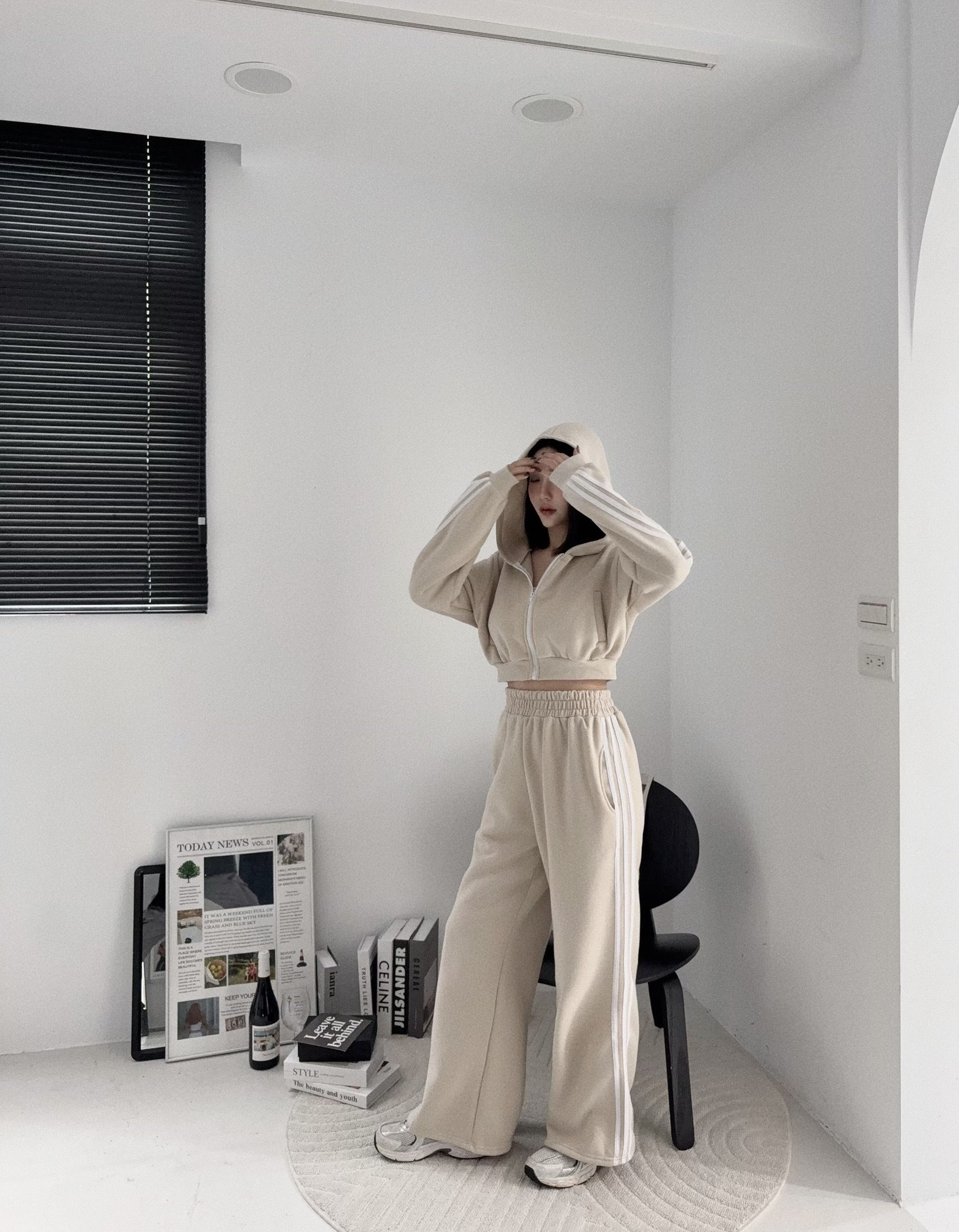 12110058『訂製款』休閒運動線條撞色刷毛SET (2)