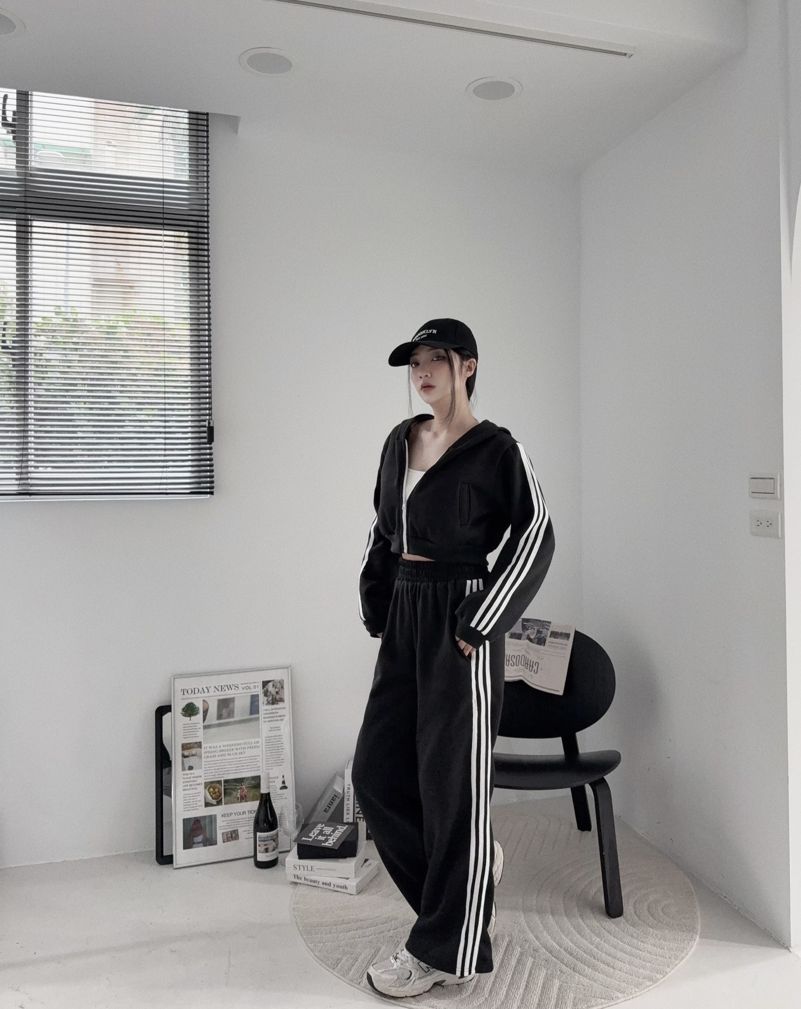 12110058『訂製款』休閒運動線條撞色刷毛SET (4)