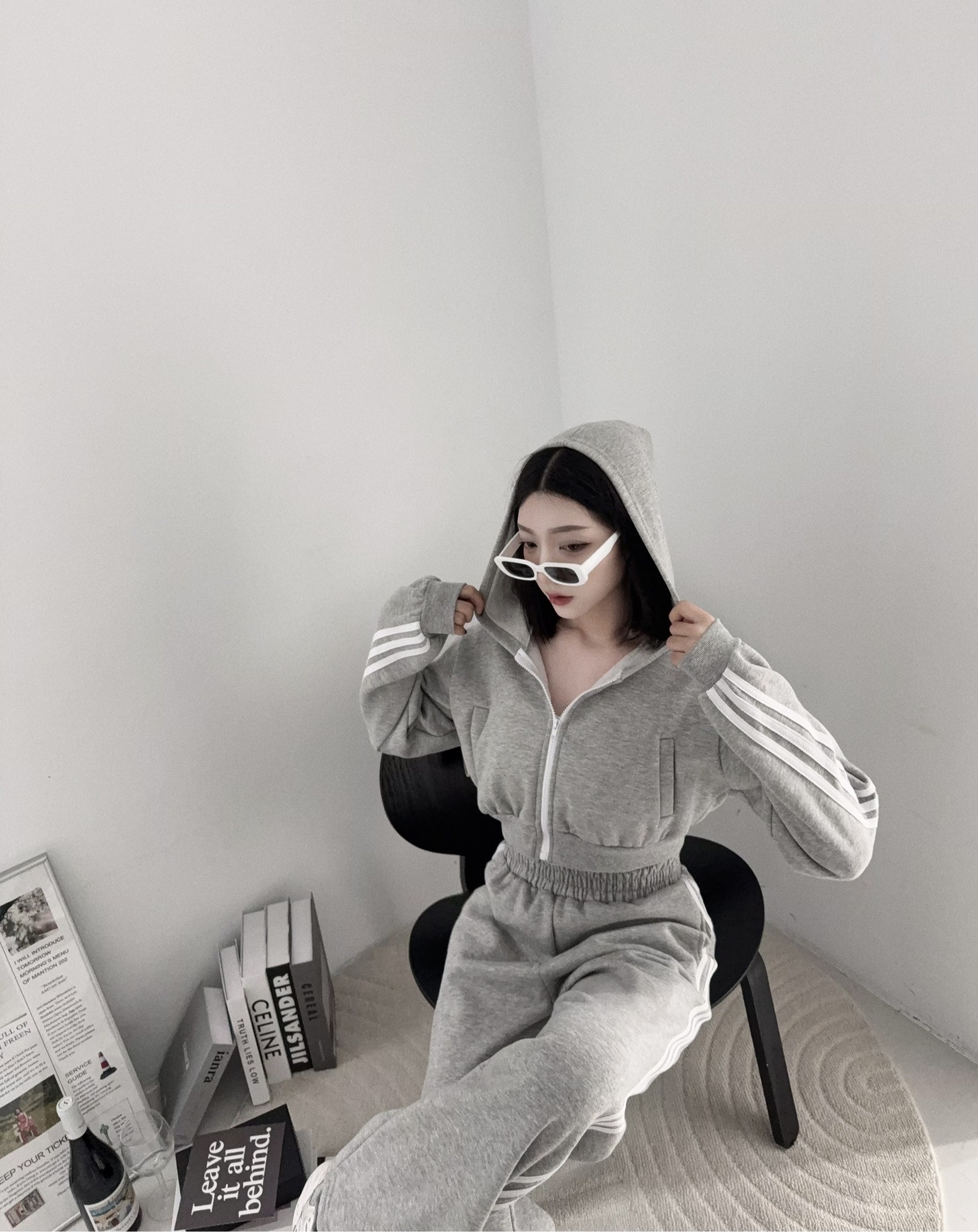 12110058『訂製款』休閒運動線條撞色刷毛SET (5)