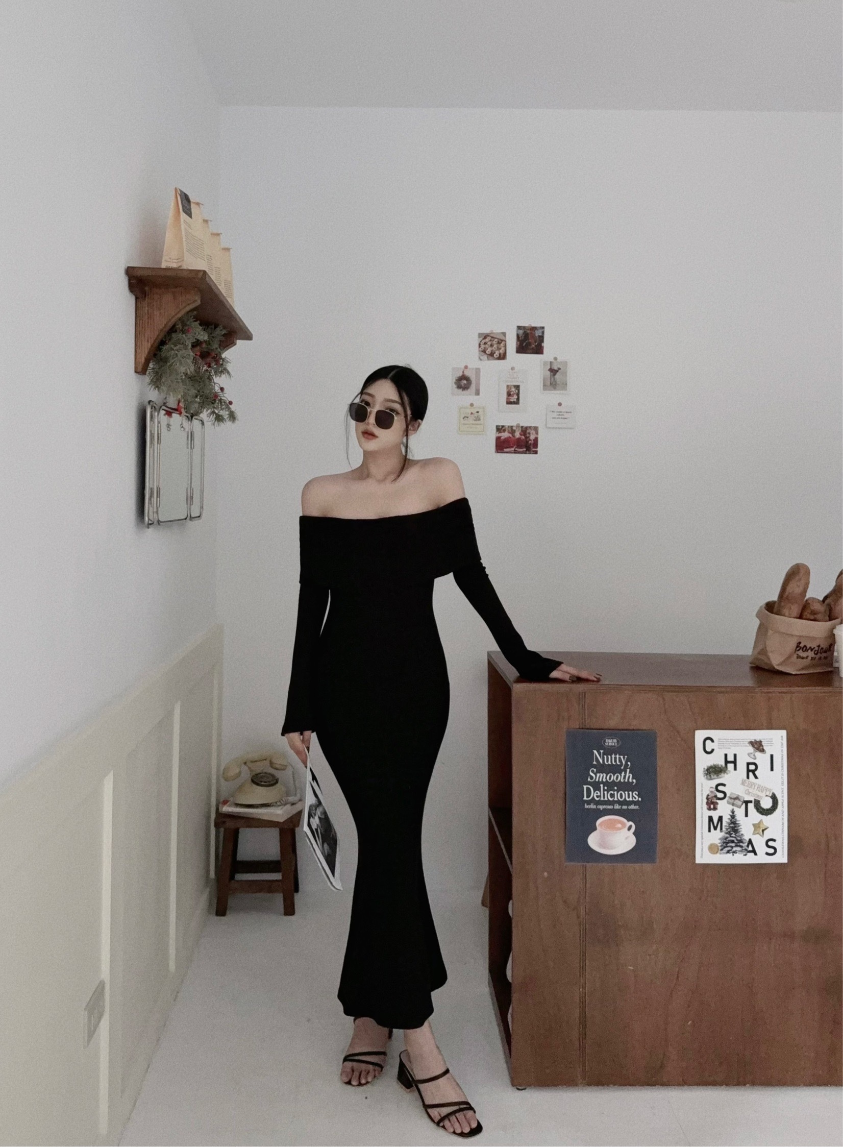 12115411『訂製款』高級線條感顯瘦翻領魚尾洋裝 (4)