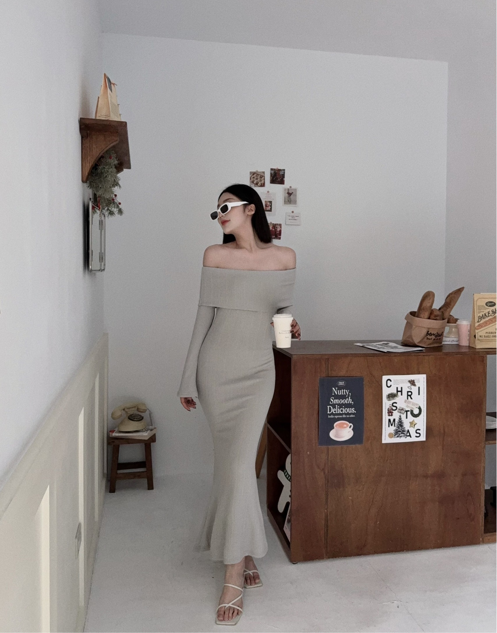 12115411『訂製款』高級線條感顯瘦翻領魚尾洋裝