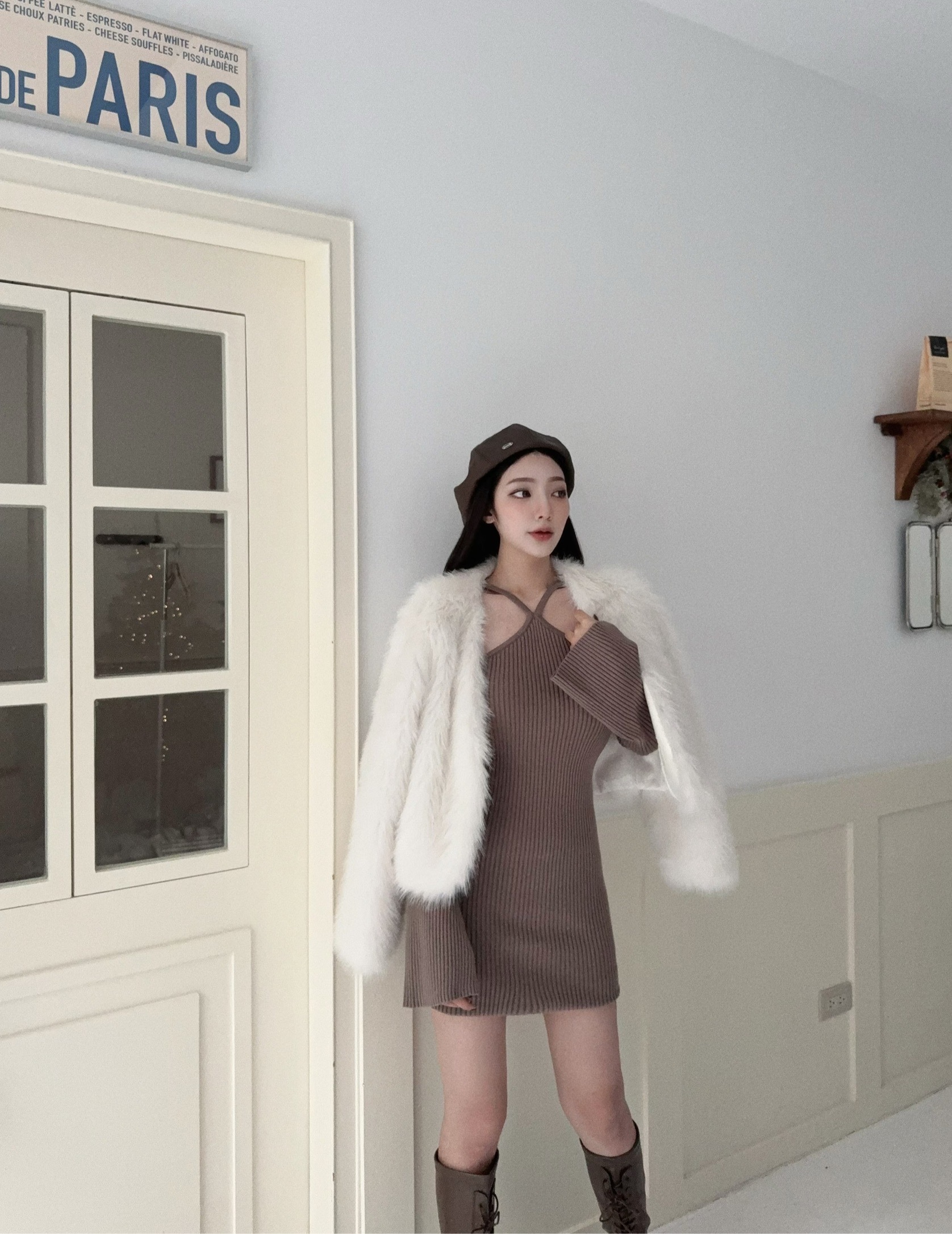 12117013『訂製款』純欲風交叉繞脖針織坑條短洋 (4)