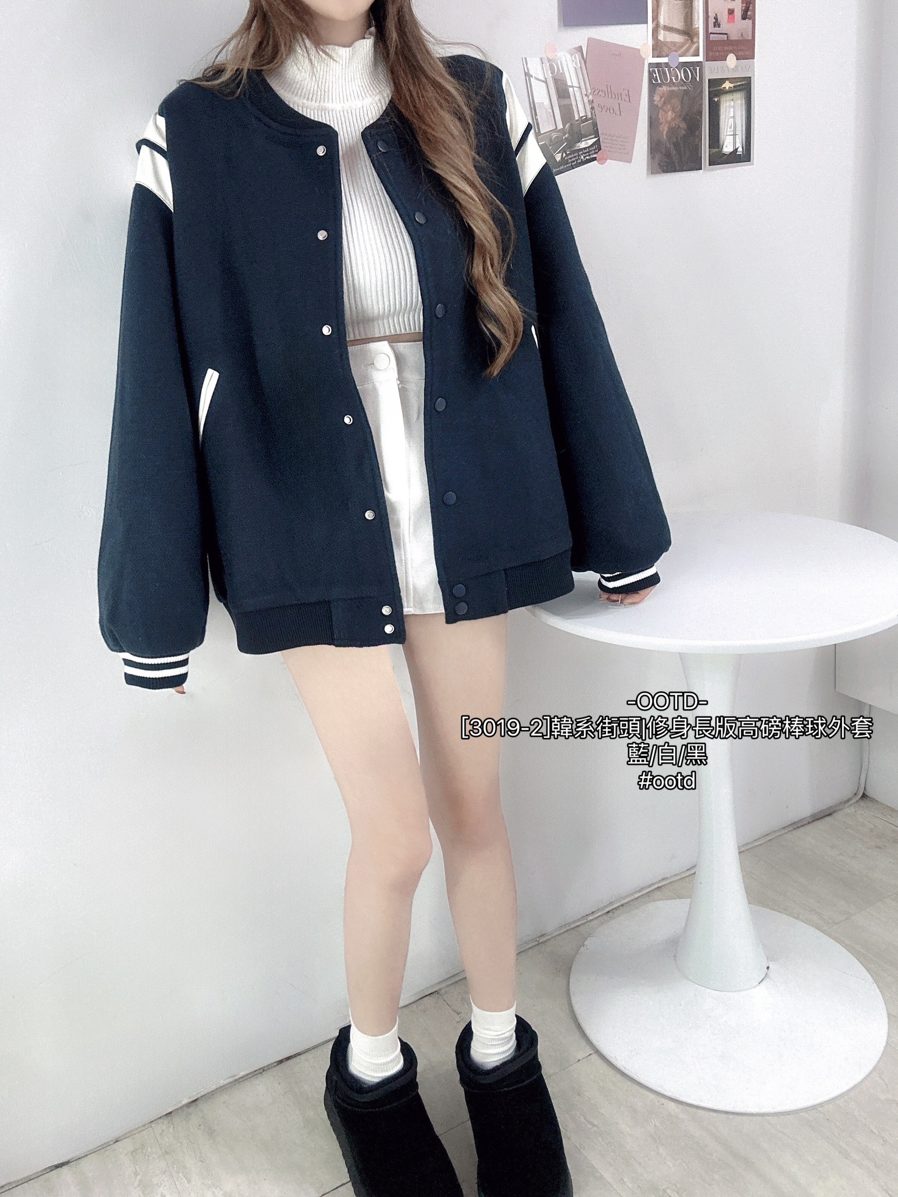 [3019-2]韓系街頭修身長版高磅棒球外套 (3)