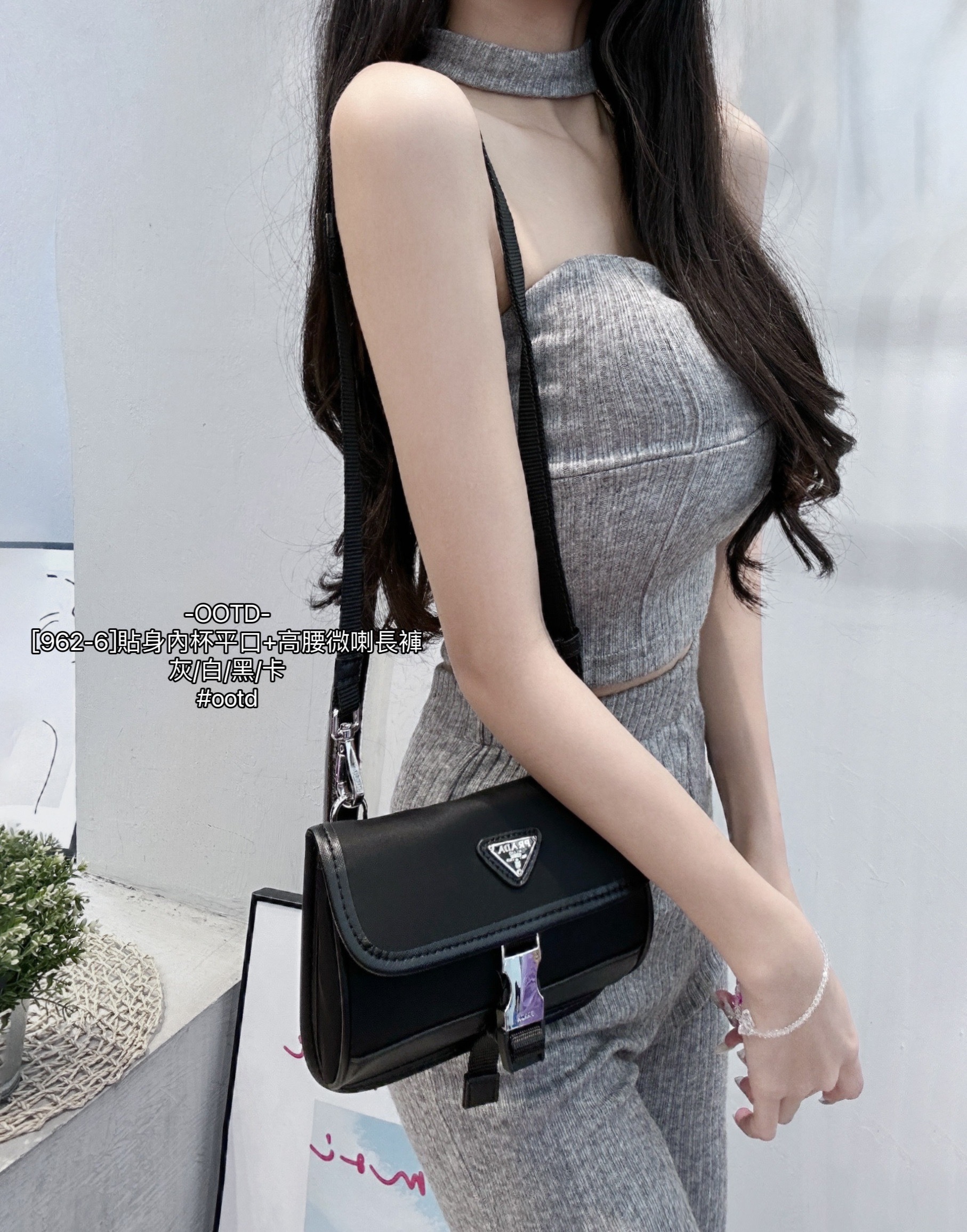 [962-6]貼身內杯平口+高腰微喇長褲 (6)