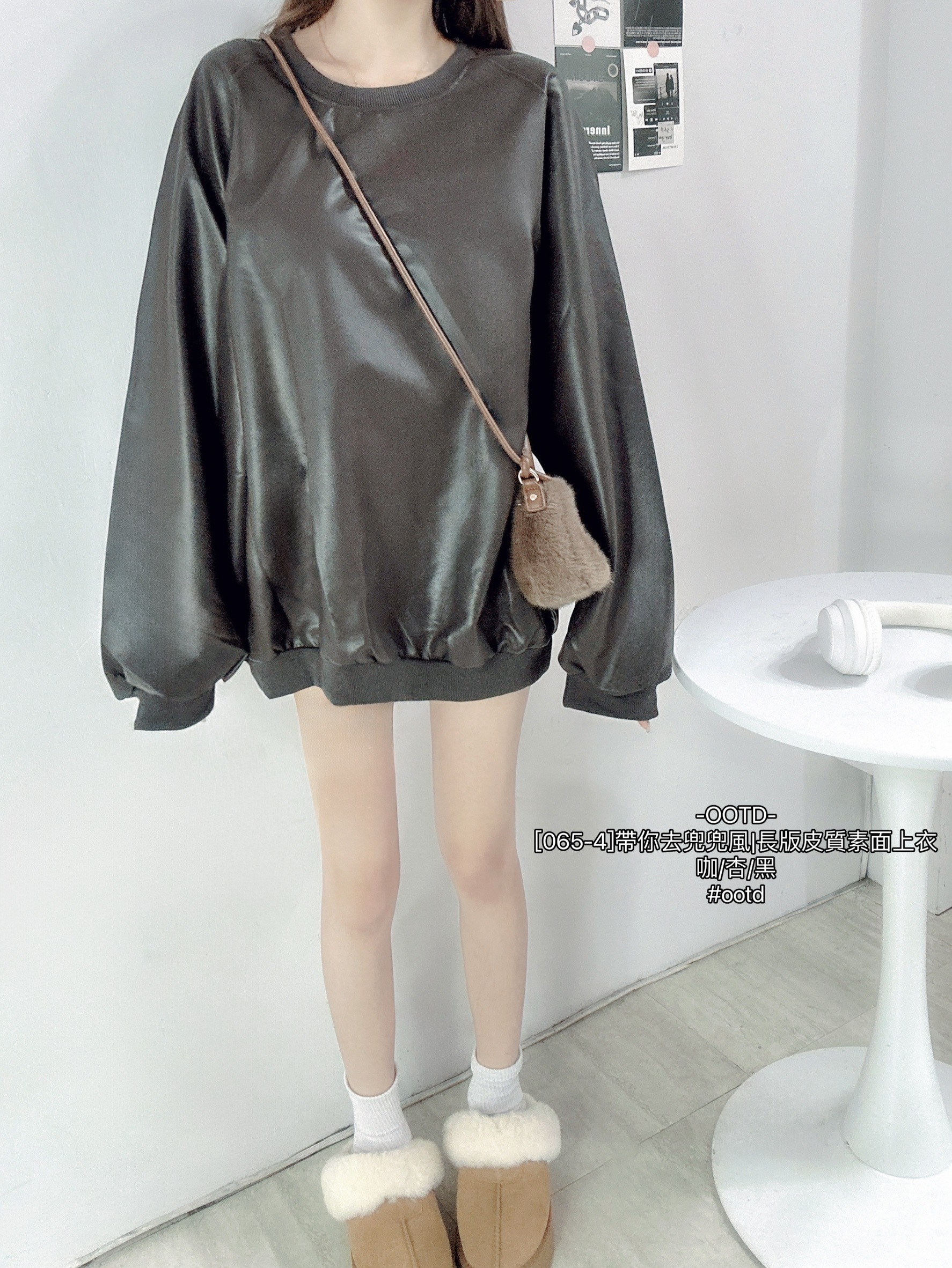 [065-4]帶你去兜兜風長版皮質素面上衣 (3)