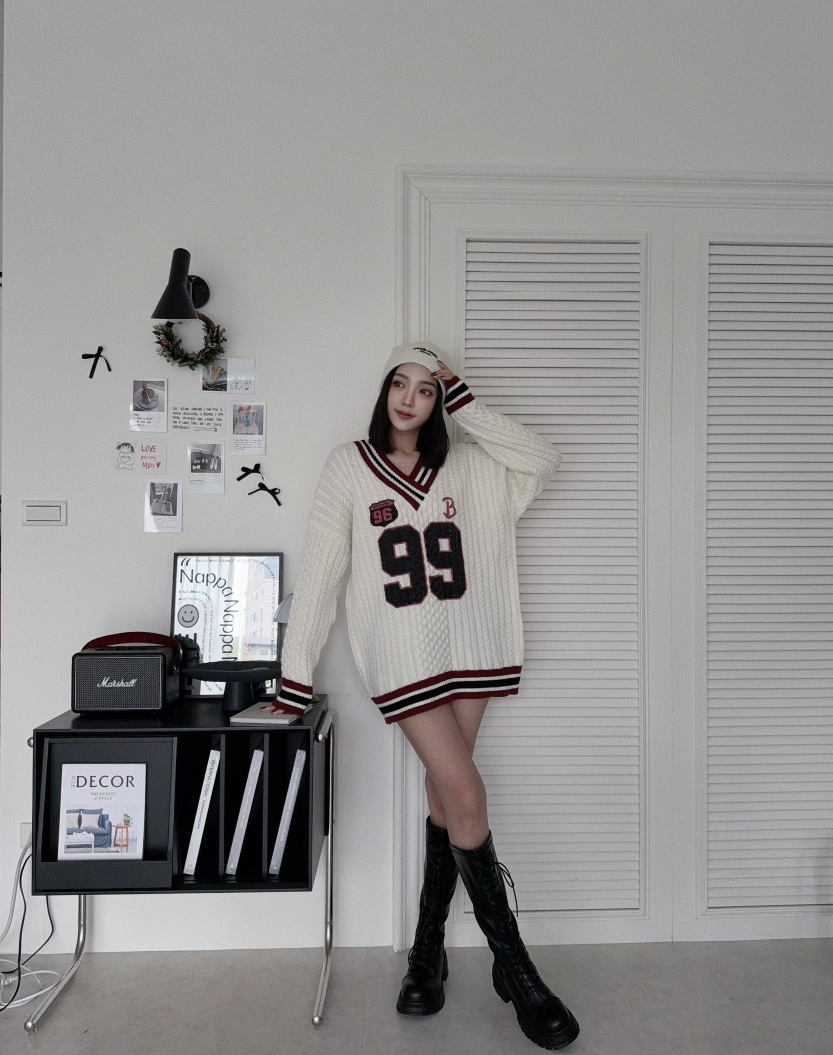 121810702『選品』韓系學院風麻花針織撞色球衣