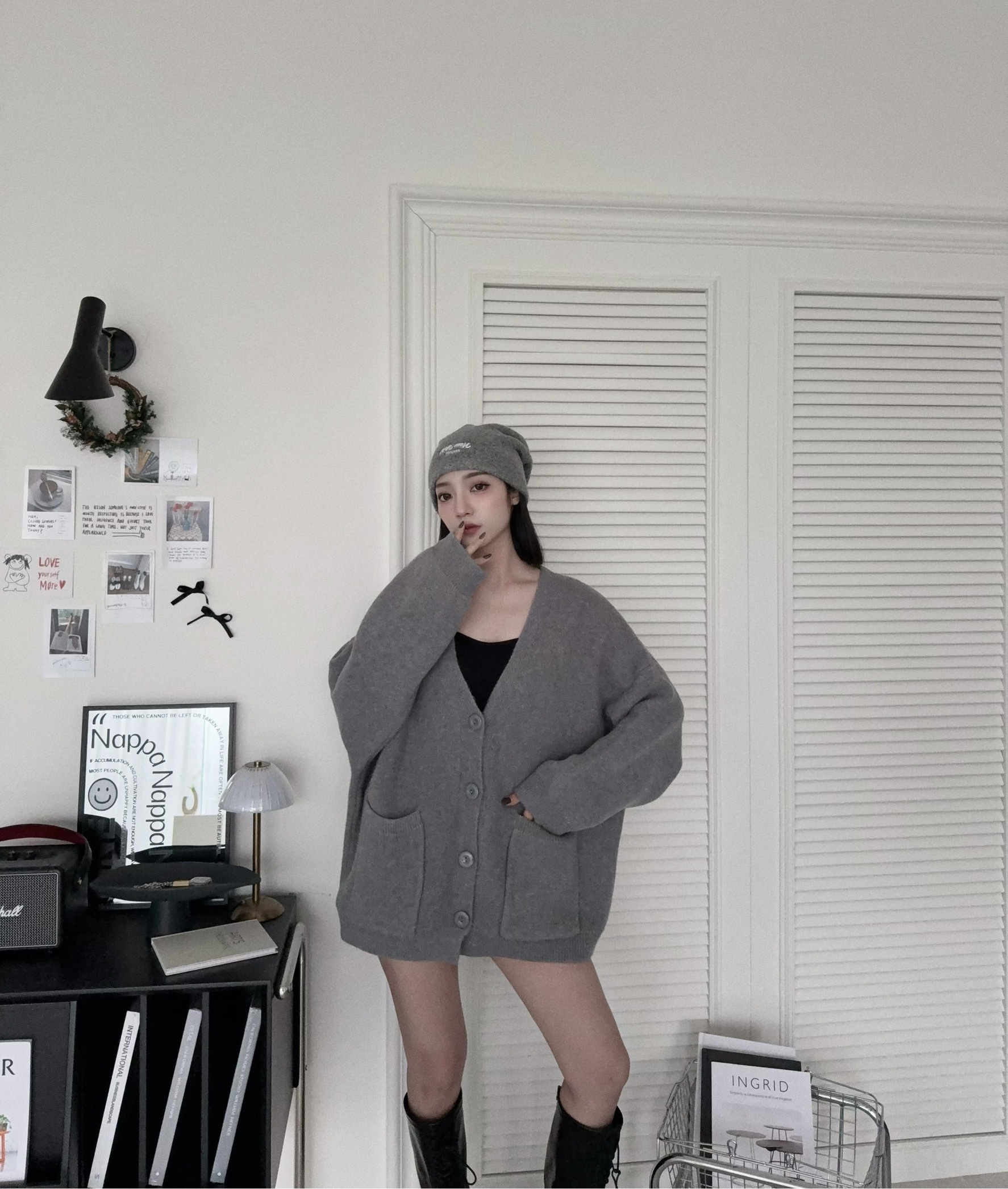 12180108『選品』冬日奶糯厚料排扣針織外套 (2)