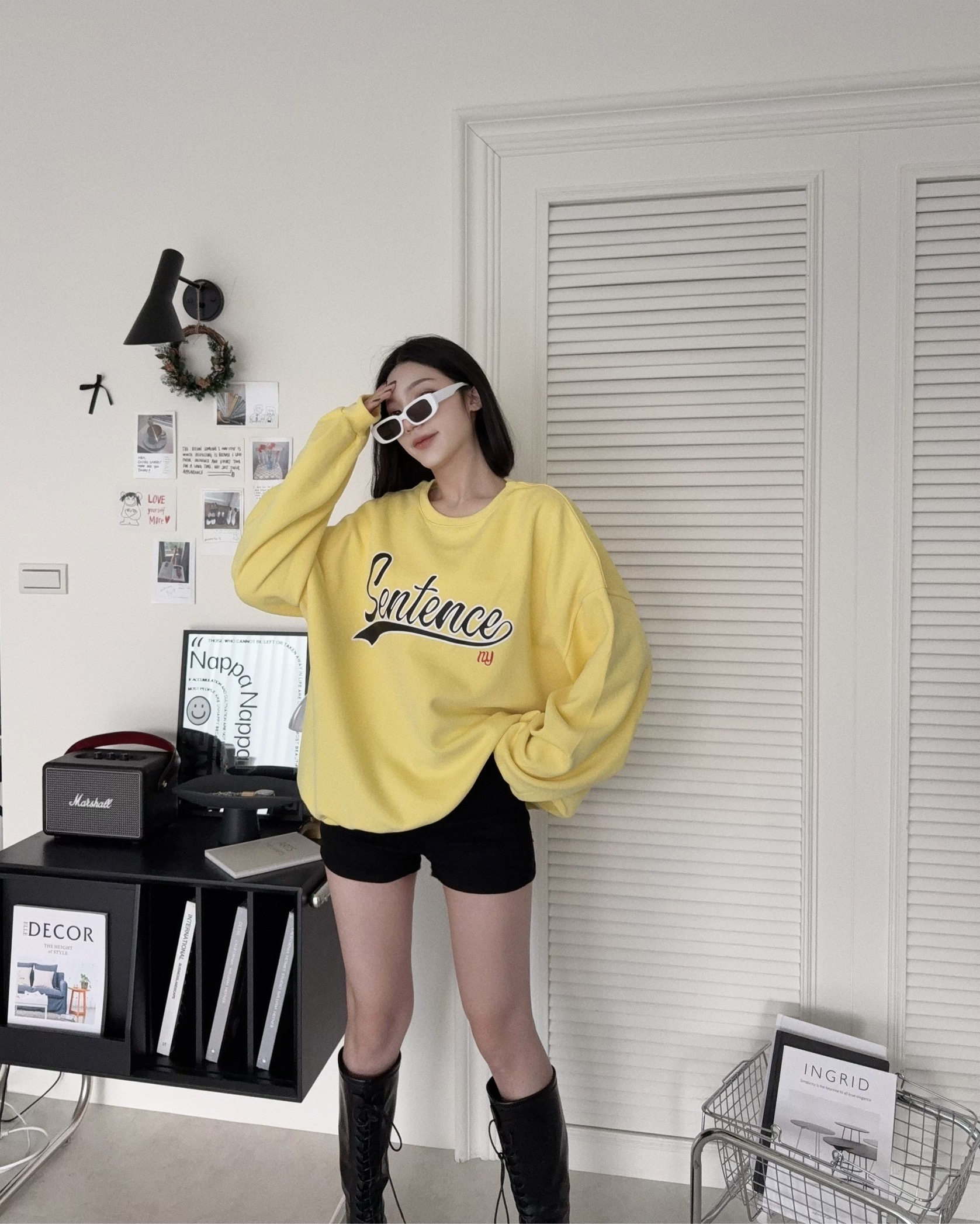 12180917『選品』磨毛字母寬鬆大學T (4)