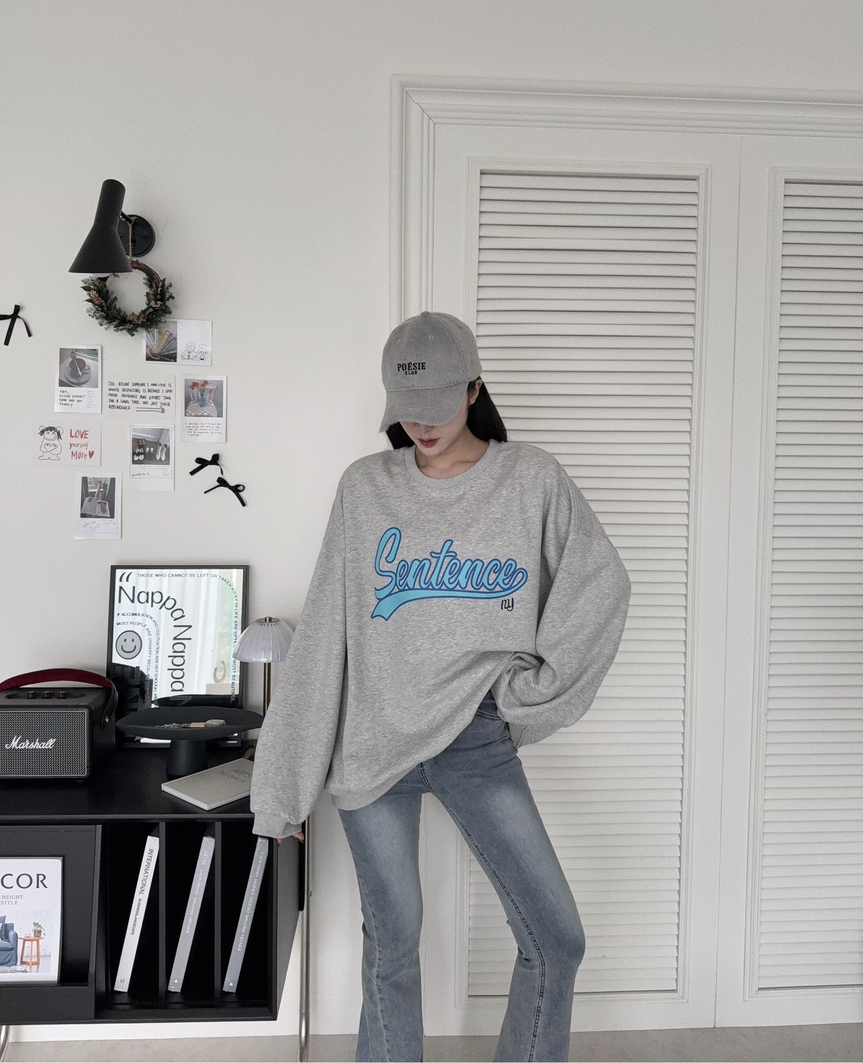 12180917『選品』磨毛字母寬鬆大學T