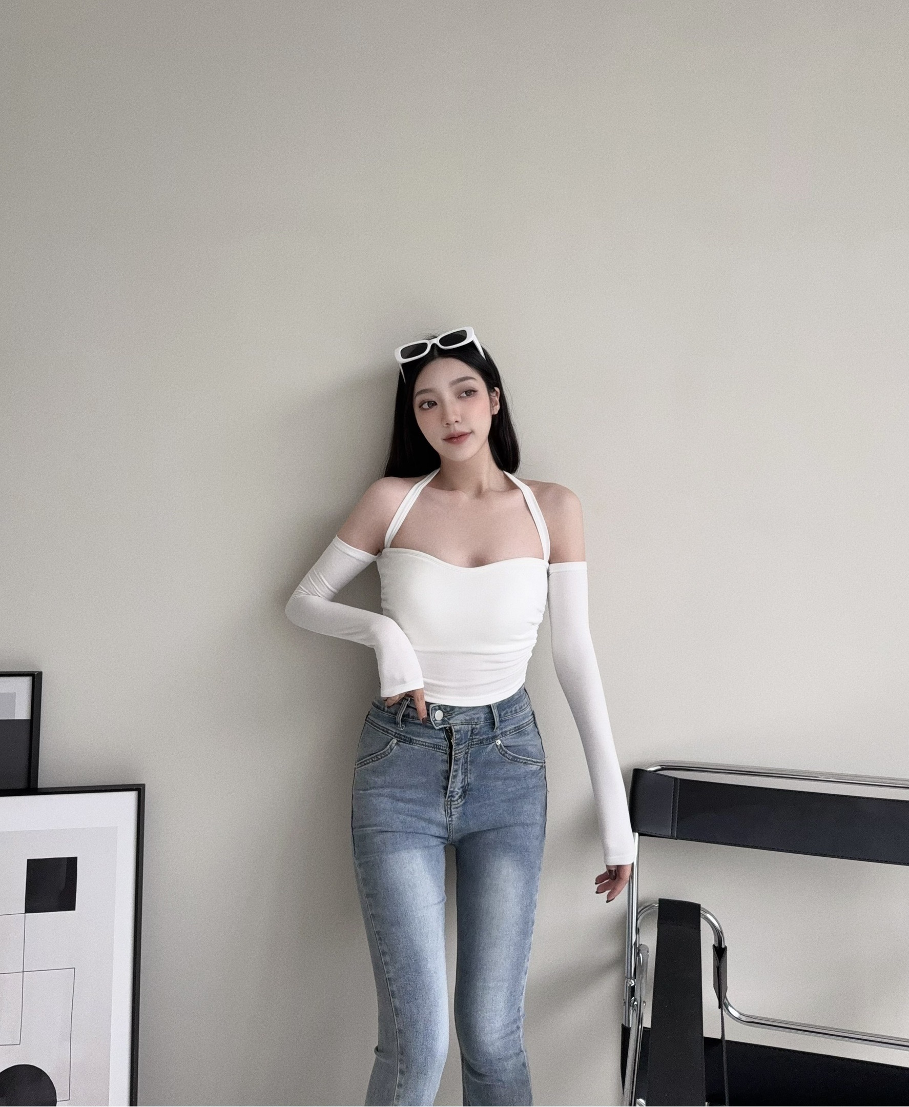 #12180069『訂製款』5秒發熱系列-純欲掛脖桃心短袖上衣