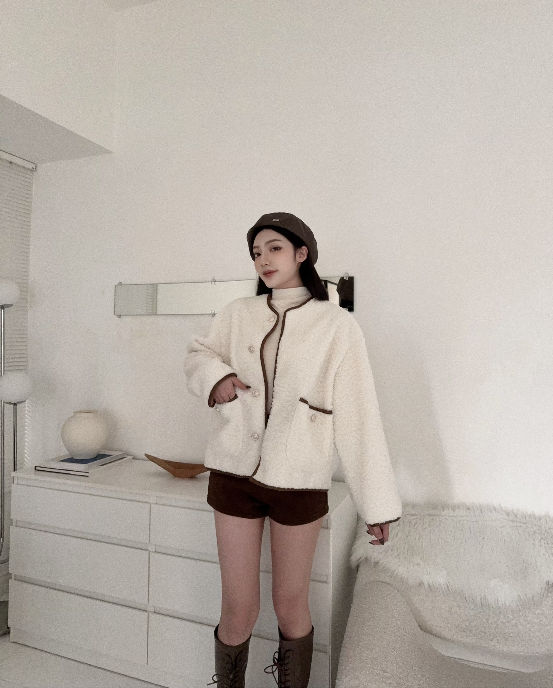 122503『選品』暖呼呼小香風羊羔毛拼接外 (4)