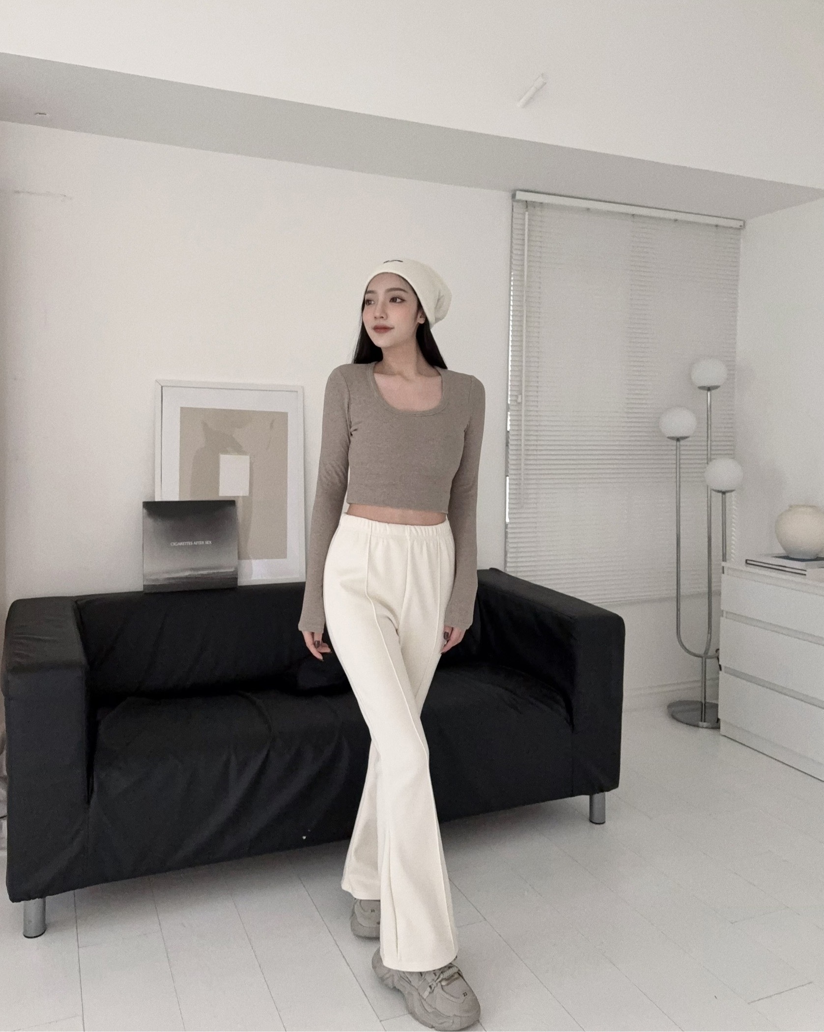 1225S8580『選品』羊毛呢內刷絨奶糯喇叭褲🐑 (2)