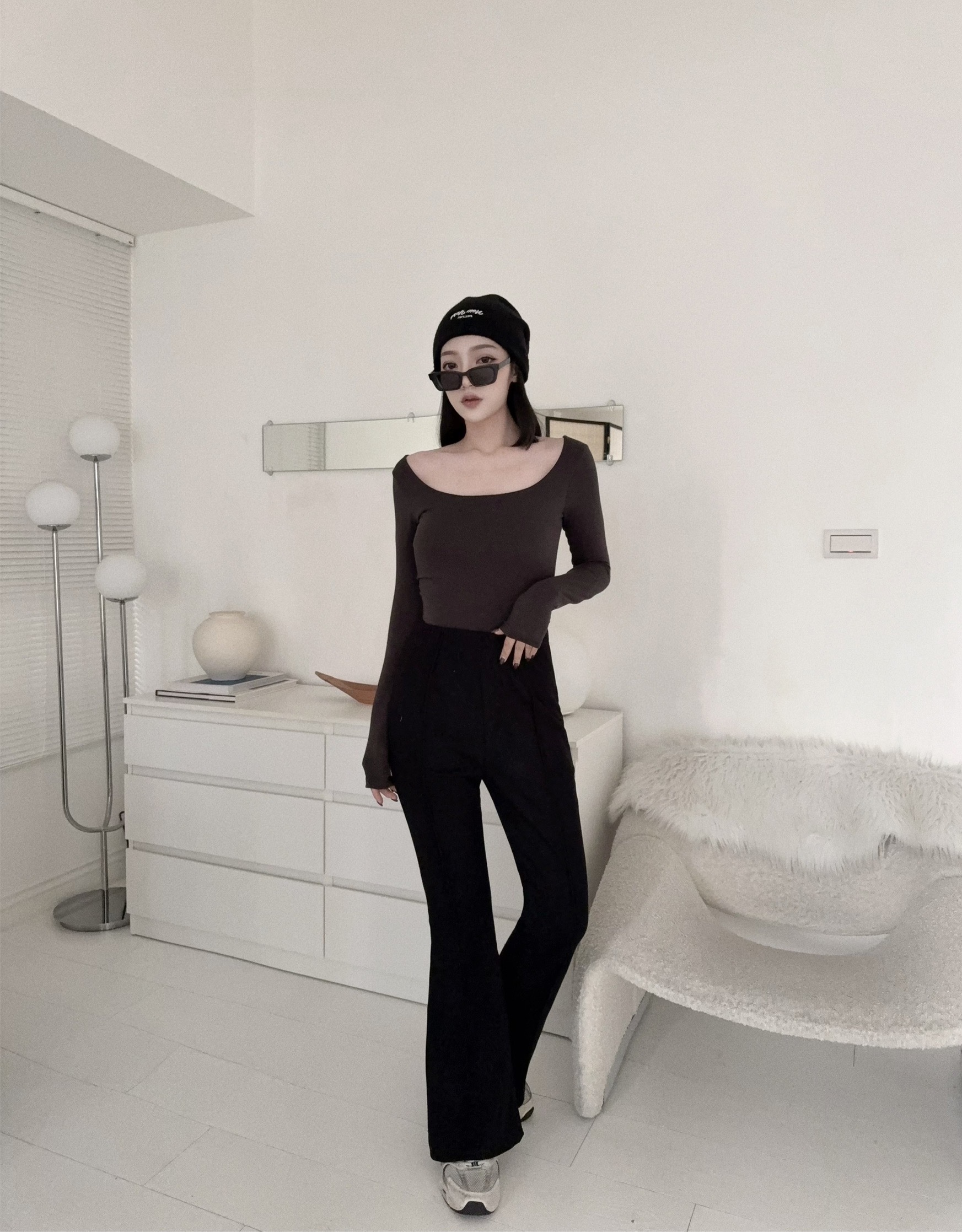 1225S8580『選品』羊毛呢內刷絨奶糯喇叭褲🐑 (3)