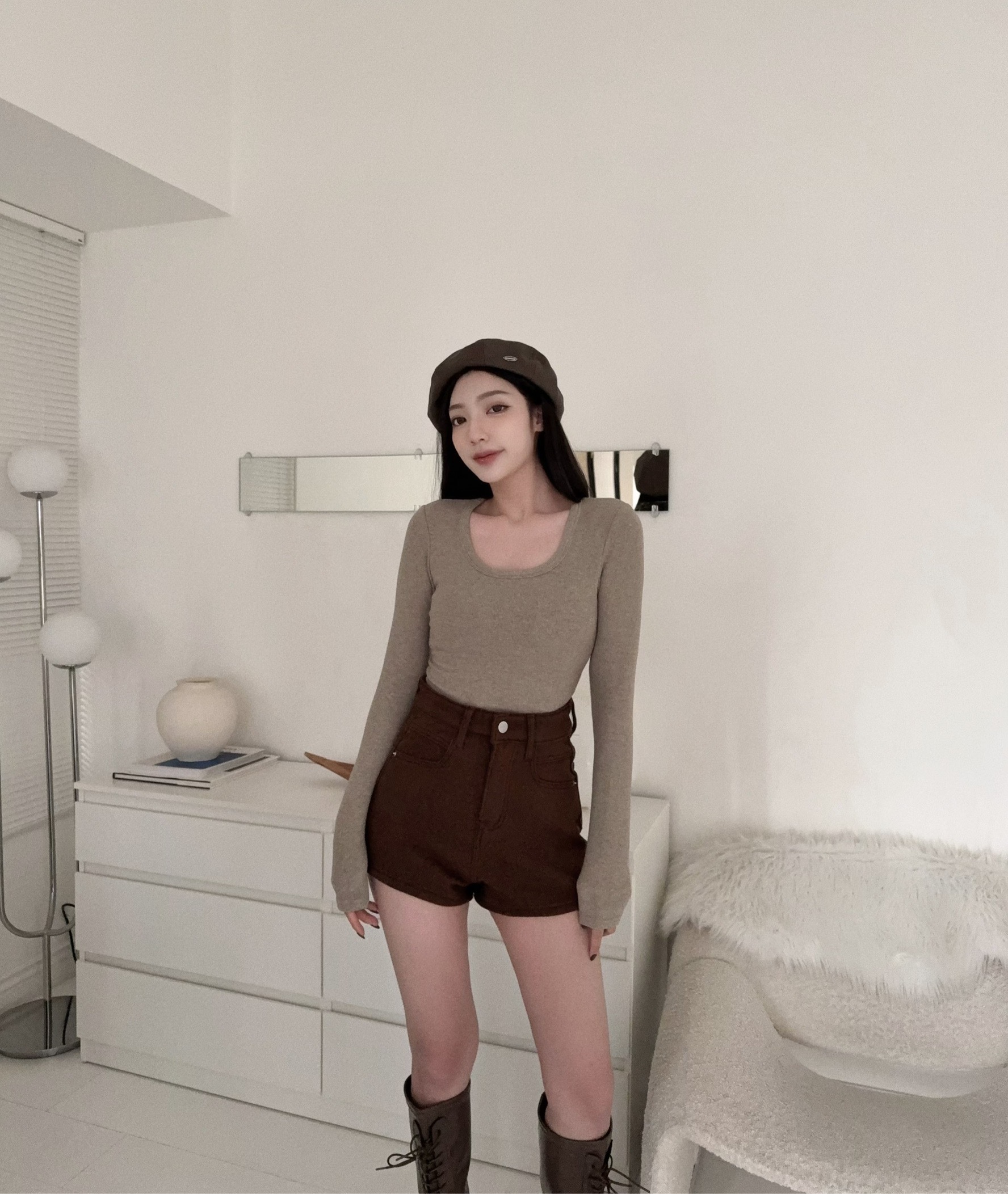 12253838『選品』暖呼呼加絨百搭彈力短褲 (3)